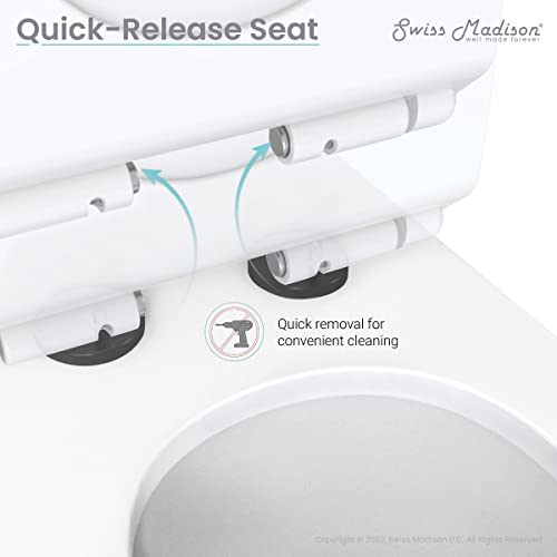 Swiss Madison St. Tropez One Piece Elongated Toilet Side Flush 1.28 gpf with Black Hardware, Glossy White