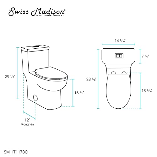 Swiss Madison SM-1T117 Classe One Piece Toilet, Modern Toilets For Bathrooms, ADA Toilet, Elongated Dual Flush 0.8/1.28 gpf, in Bisque