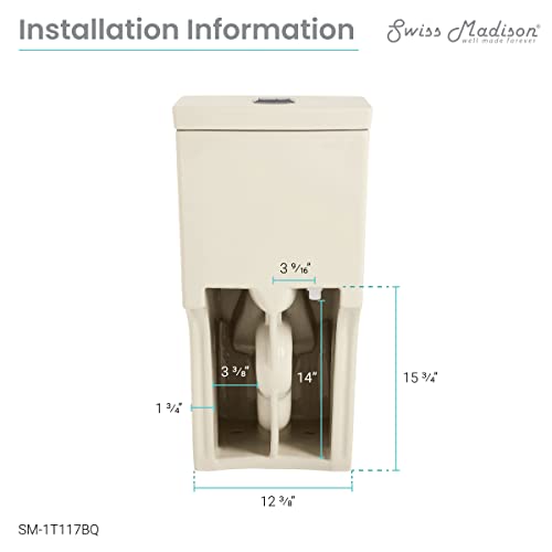 Swiss Madison SM-1T117 Classe One Piece Toilet, Modern Toilets For Bathrooms, ADA Toilet, Elongated Dual Flush 0.8/1.28 gpf, in Bisque