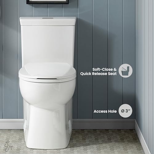 Swiss Madison SM-1T117 Classe One Piece Toilet, Modern Toilets For Bathrooms, ADA Toilet, Elongated Dual Flush 0.8/1.28 gpf, in Glossy White