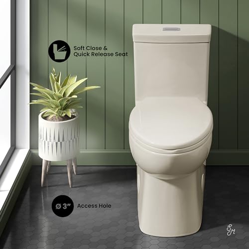 Swiss Madison SM-1T117 Classe One Piece Toilet, Modern Toilets For Bathrooms, ADA Toilet, Elongated Dual Flush 0.8/1.28 gpf, in Bisque