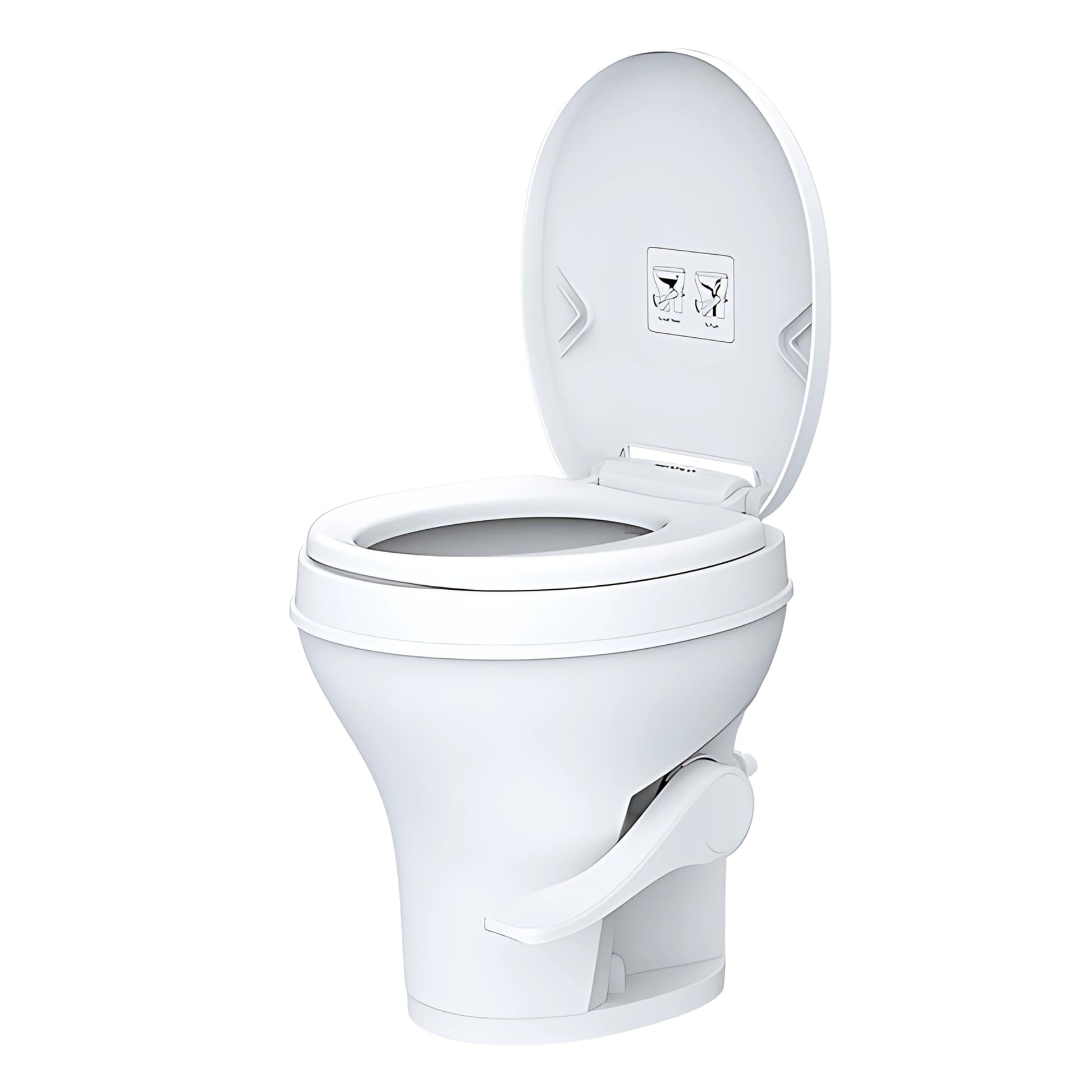 SEAFLO Residential Height Camper/RV Toilet, 18.5” Standard Height, Gravity Flush System, Foot Pedal Operation, Soft Close Seat, Easy-to-Clean Oversized Bowl, 4-Year Warranty