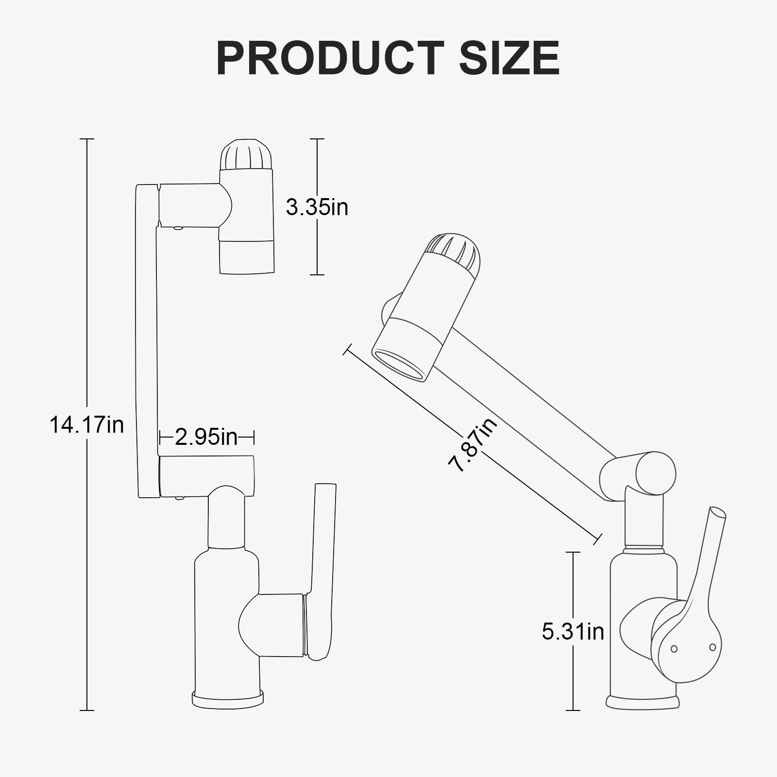Hawkrown 1080° Rotatable Bathroom Faucet, 1 Hole Single Handle with 4 Water Outlet Modes, Brushed Gray Swivel Arm Faucet for Bathroom Kitchen and RV