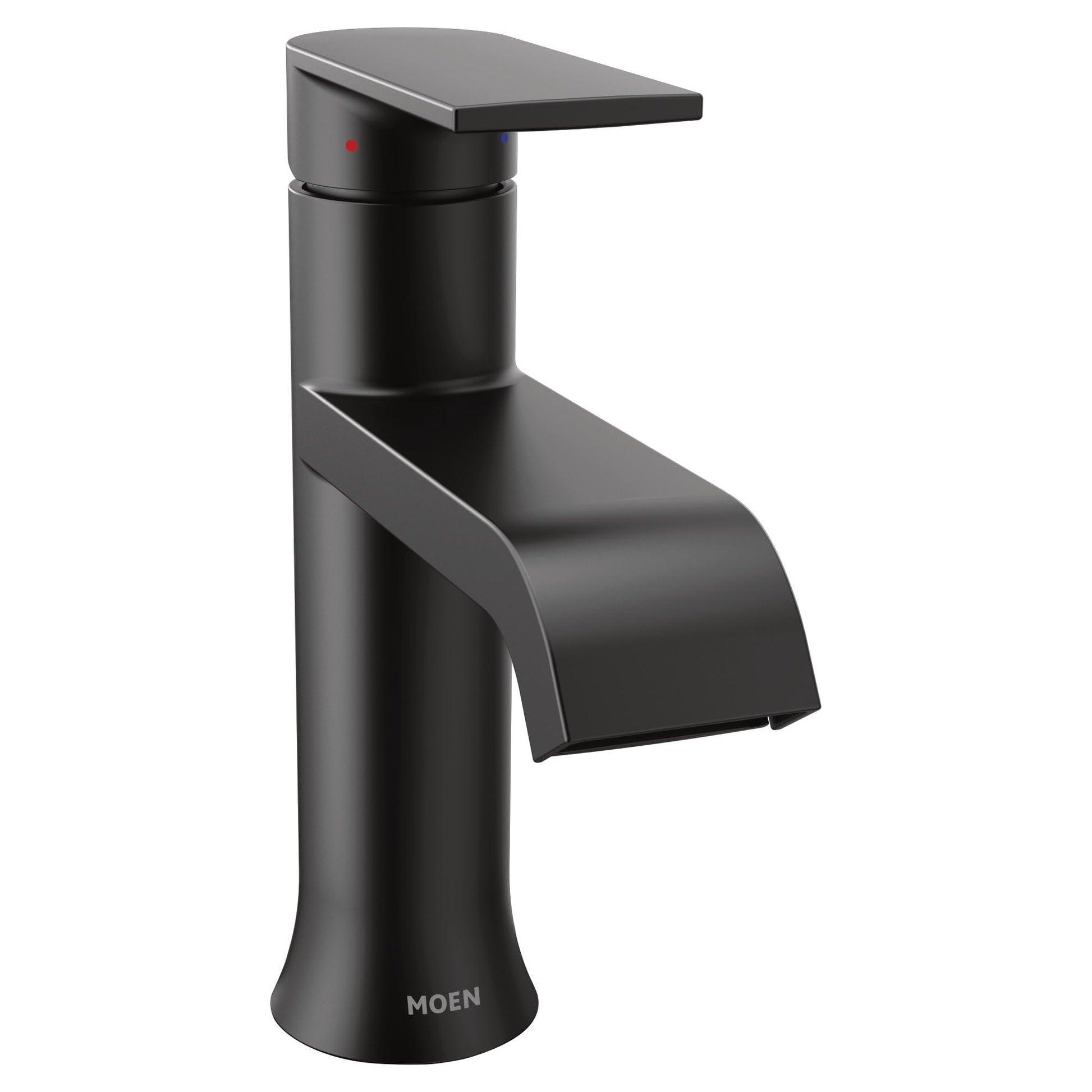 Moen Genta LX Matte Black One-Handle Modern Bathroom Sink Faucet with Optional Deckplate and Low-Arc Spout for Bath Countertop, 6702BL