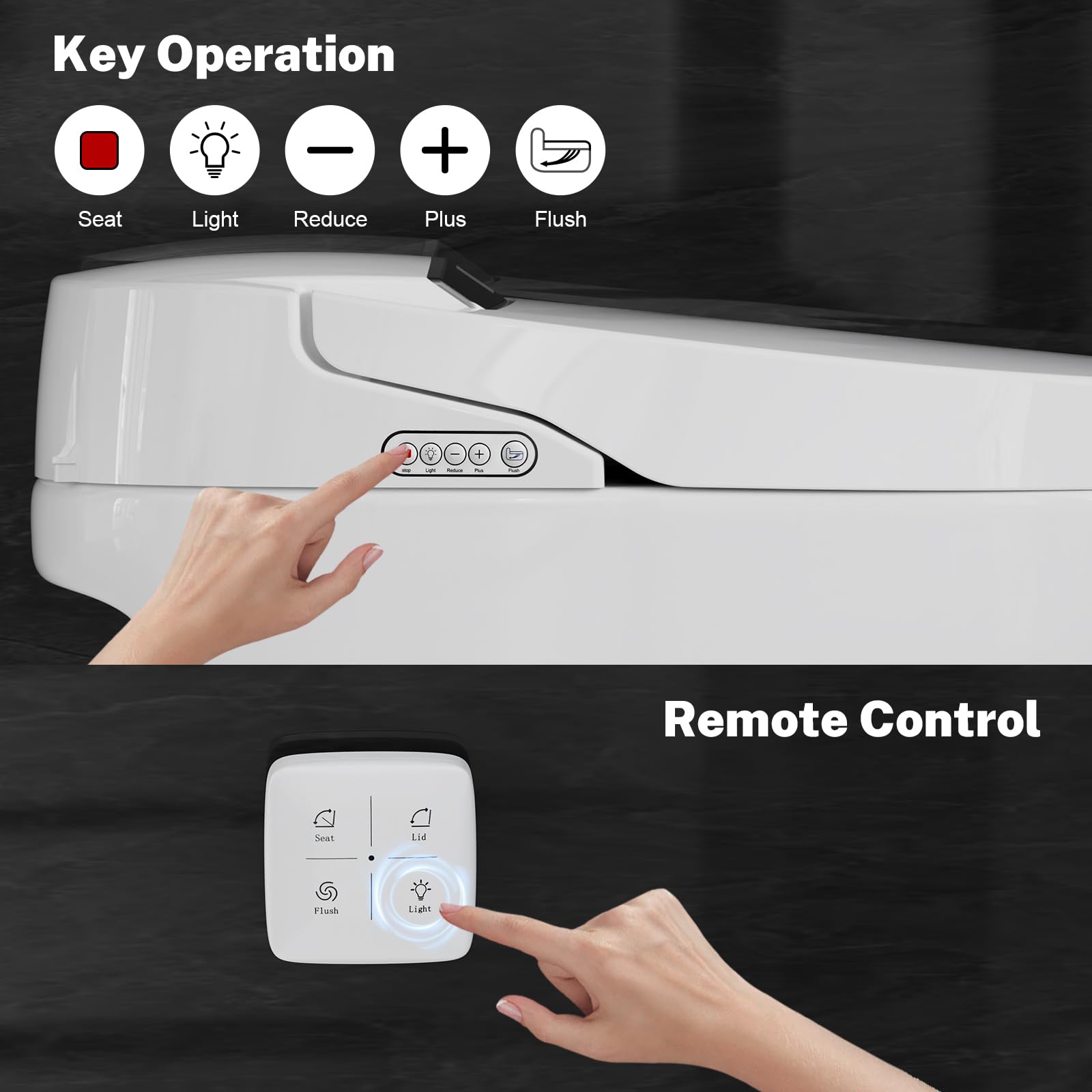 Vipbear Smart Toilet with Heated Seat and Night Light, Tankless Toilets for Bathroom, Modern One Piece Toilet Standard Comfort Height Toilet with Auto Flush, Auto Open Close Lid/Seat,Slow Close, ADA
