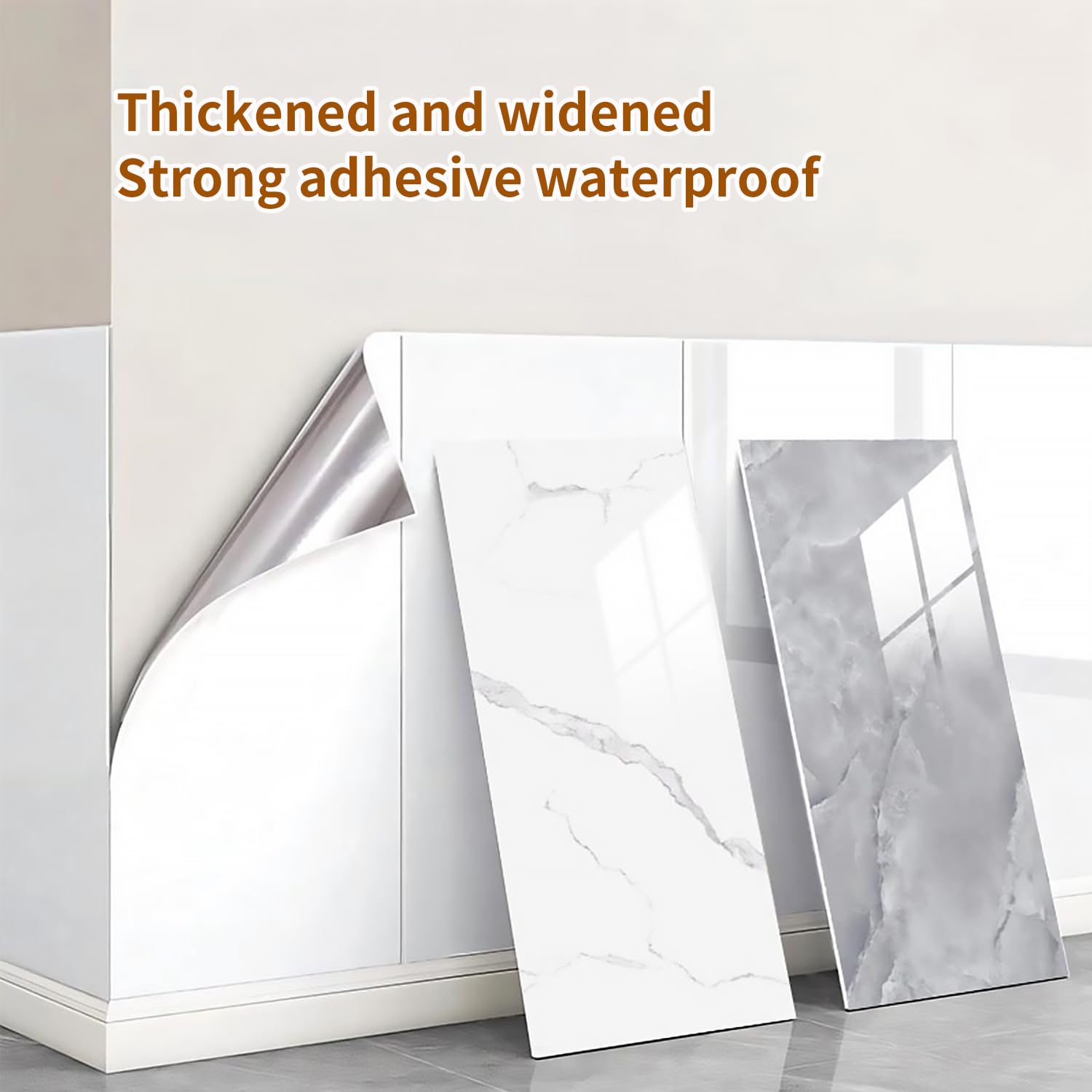 KUAGINZUHE 10-Sheet 23.6"x11.8" Marble Peel and Stick Wall Panels (19.4 Sq. Ft. Coverage), PVC Backsplash Tile for Living Room, Bedroom, Kitchen, Dining Room