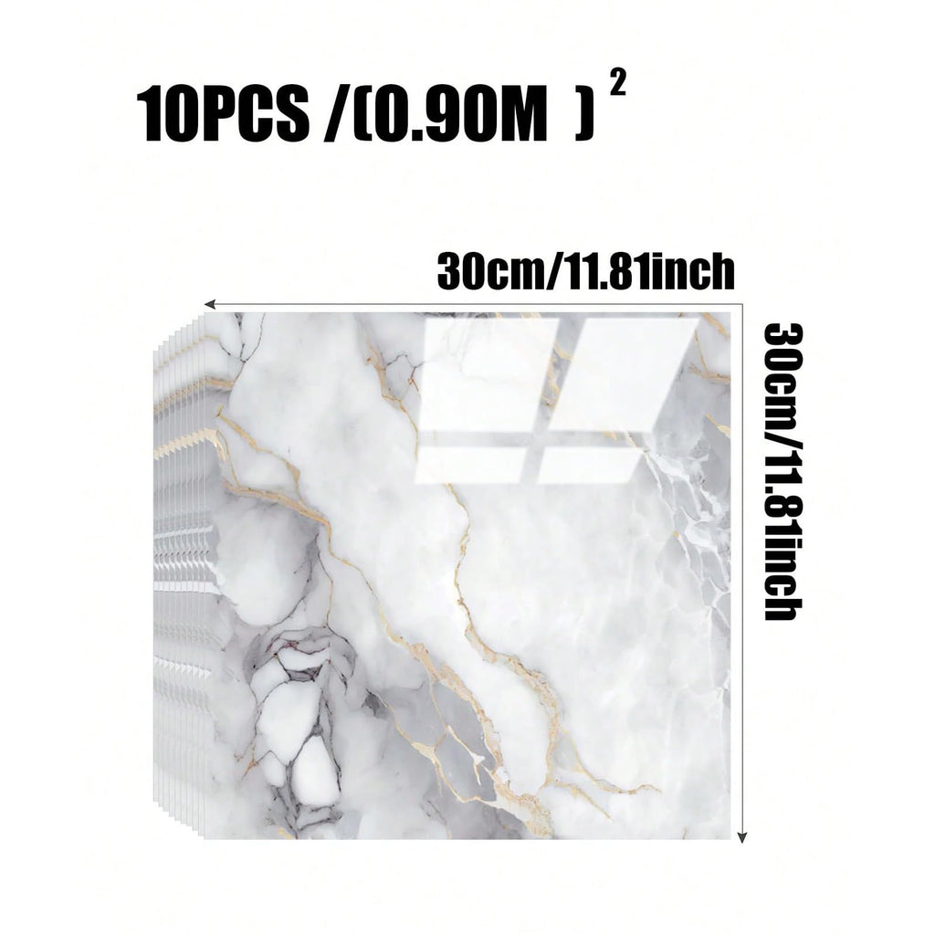 Chejiaye 10pcs Marble Peel and Stick Backsplash Waterproof Washroom Wall Panels, Peel and Stick Tile, PVC Wall Panels for Kitchen,Bathroom,Living Room,Colorful (Not Real Tile,11.8" x 11.8")