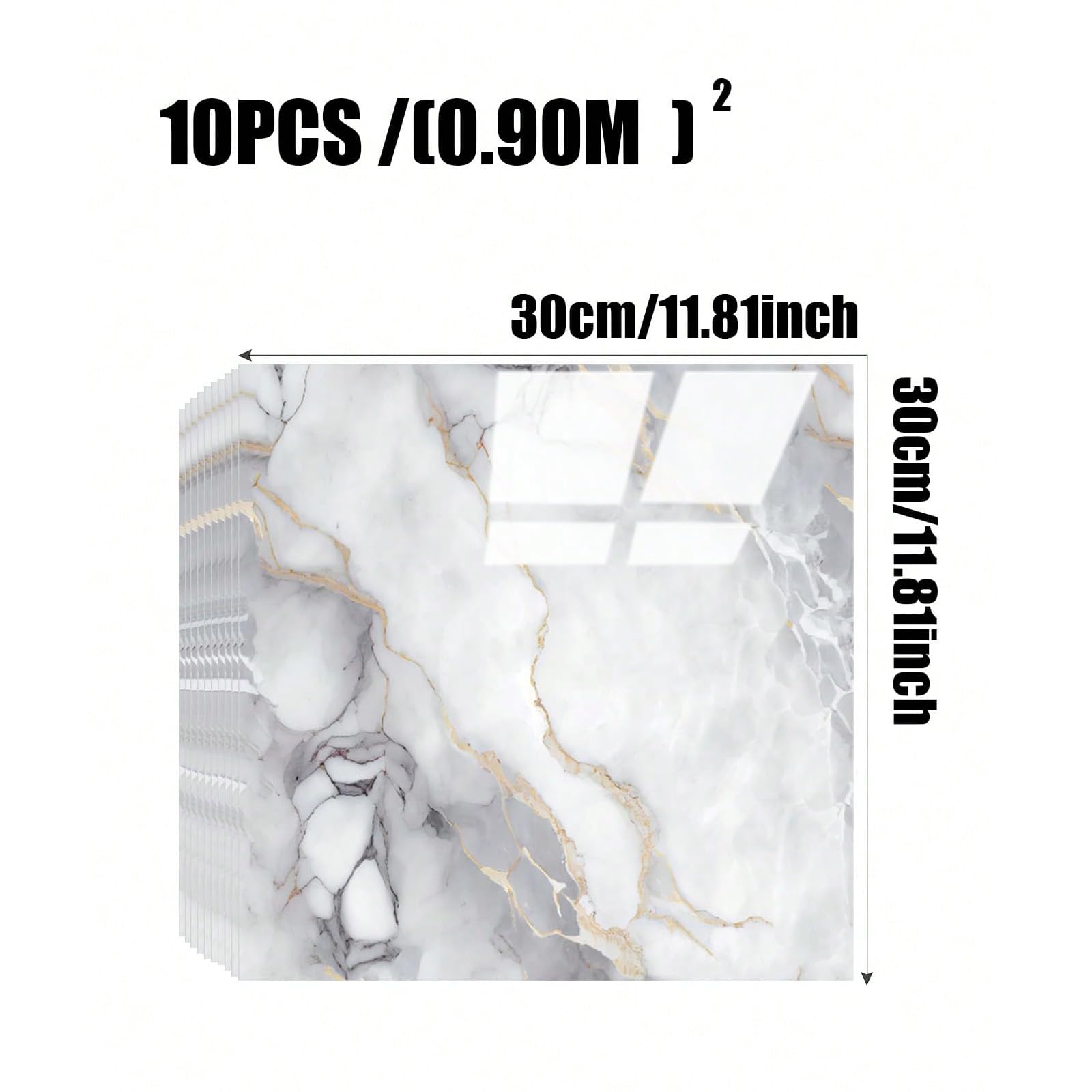 Chejiaye 10pcs Marble Peel and Stick Backsplash Waterproof Washroom Wall Panels, Peel and Stick Tile, PVC Wall Panels for Kitchen,Bathroom,Living Room,Colorful (Not Real Tile,11.8" x 11.8")