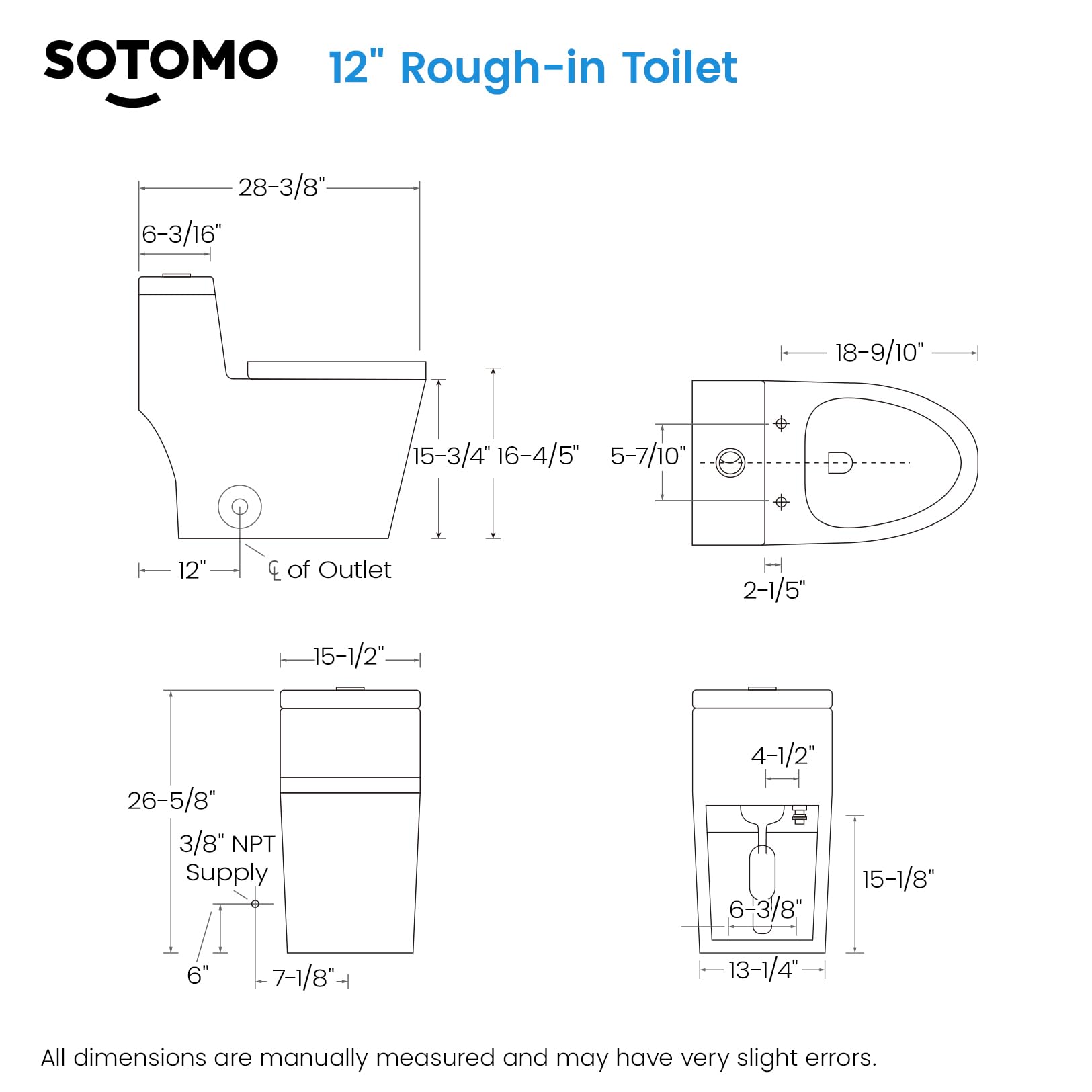 Elongated One Piece Toilet with Soft Closing Seat, 12'' Rough-In Modern Toilet for Bathrooms, 1.28 GPF Dual Flush, MAP 1000g, 28.4 x 15.5 x 26.6 Inches Standard White Toilet bowl