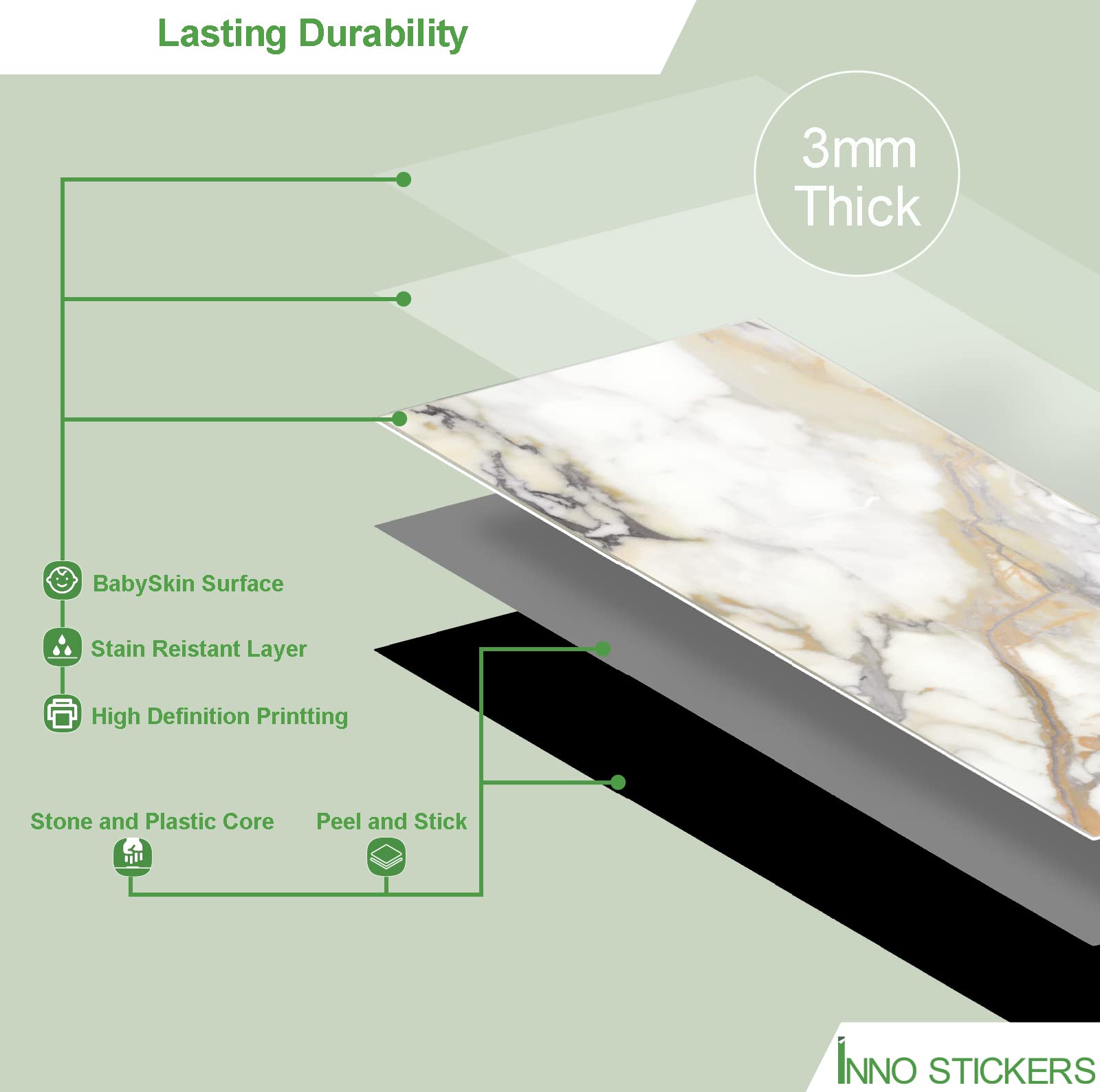 INNO STICKERS 30-Sheet Marble Subway Tile Peel and Stick Tile, 4 in. x 12 in. Stone Composite Waterproof Backsplash Tiles for Kitchen, Bathroom, Fireplace(Gold Marble)