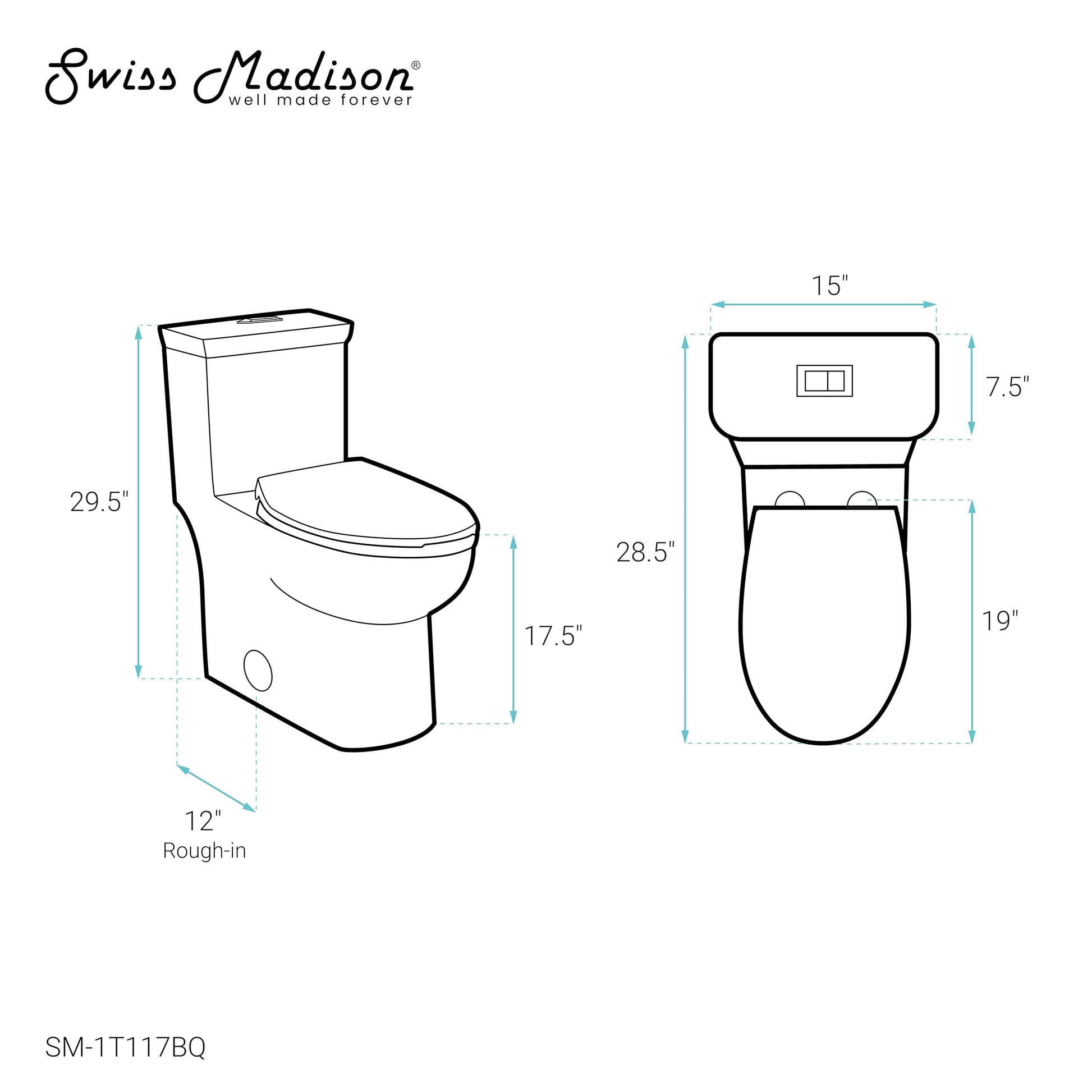 Swiss Madison SM-1T117 Classe One Piece Toilet, Modern Toilets For Bathrooms, ADA Toilet, Elongated Dual Flush 0.8/1.28 gpf, in Bisque