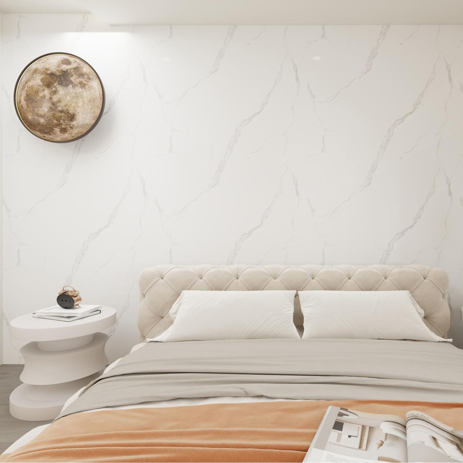 KUAGINZUHE 10-Sheet 23.6"x11.8" Marble Peel and Stick Wall Panels (19.4 Sq. Ft. Coverage), PVC Backsplash Tile for Living Room, Bedroom, Kitchen, Dining Room