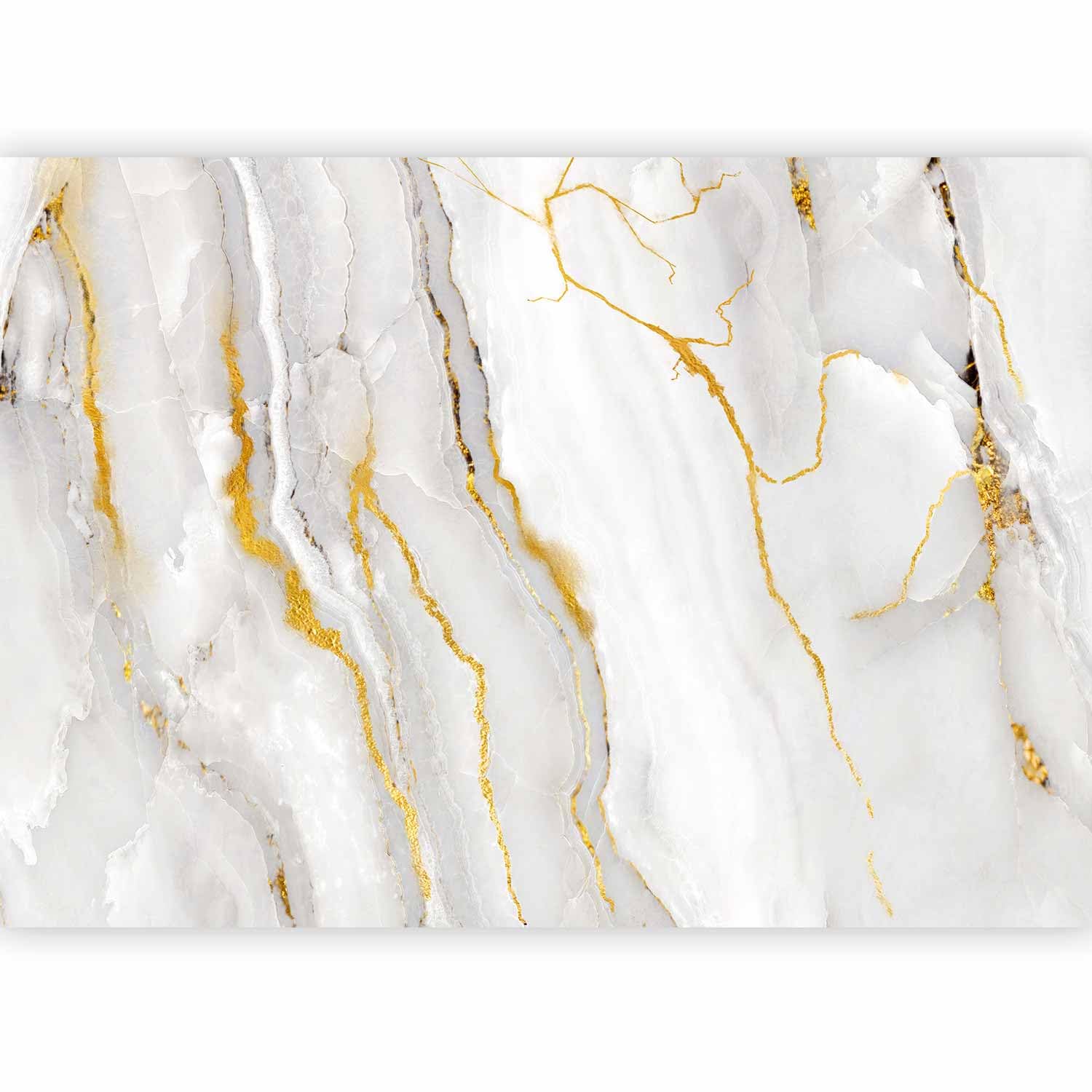 artgeist Premium Wall Mural Stone Wall 138x101 in - Non-Woven Wallpaper Fleece Wall Decor Photo Print Picture Image Design Marble Like Abstract 3D Effect White f-C-0459-a-a