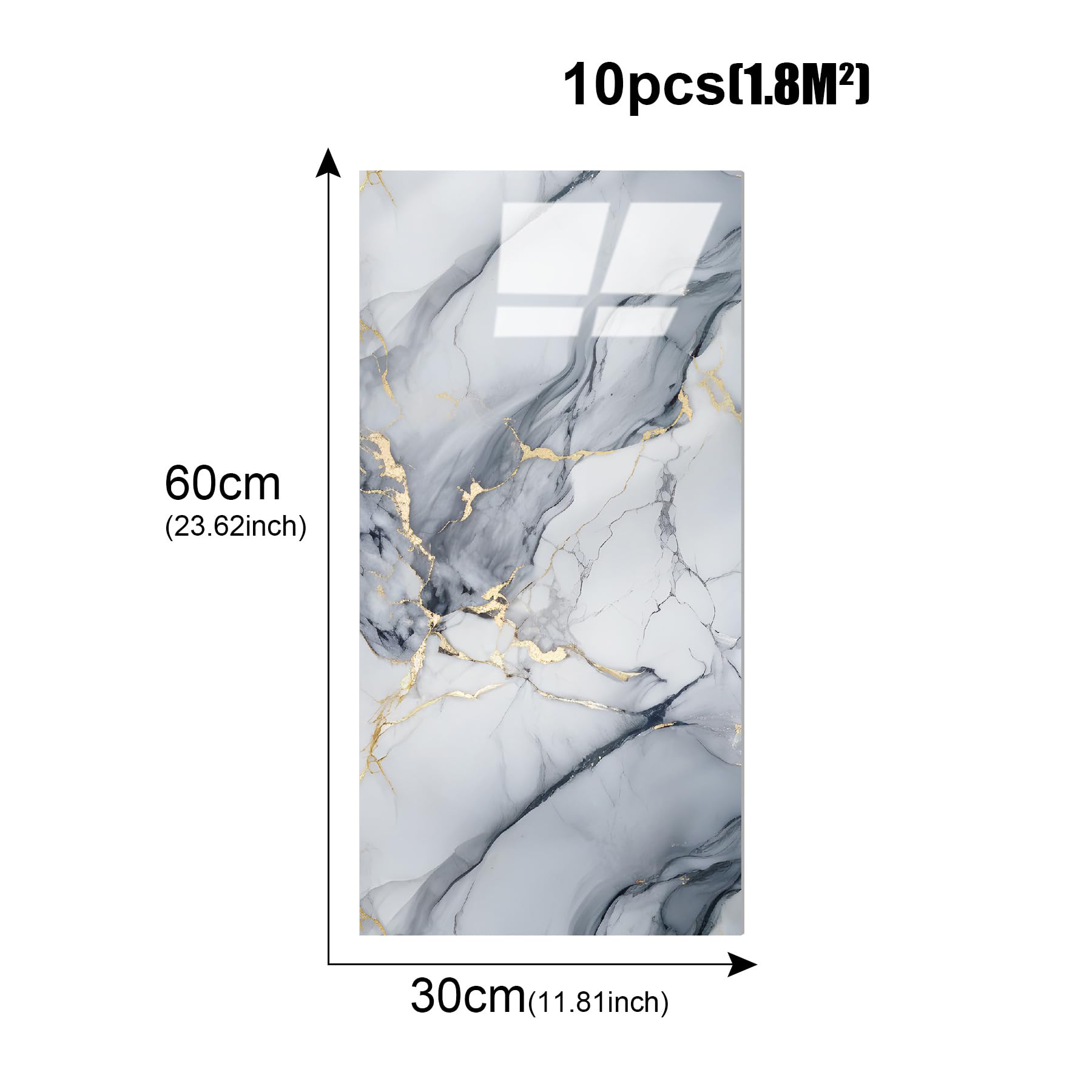 10pcs Marble Peel and Stick Waterproof Wall Panels,Heat-Resistant Backsplash Tile, 23.6"x11.8" PVC Foam Wall Sticker for Kitchen,Living Rooms, Bedrooms TV Walls,Blue (Not Real Tile 19.4Sq. Ft.)