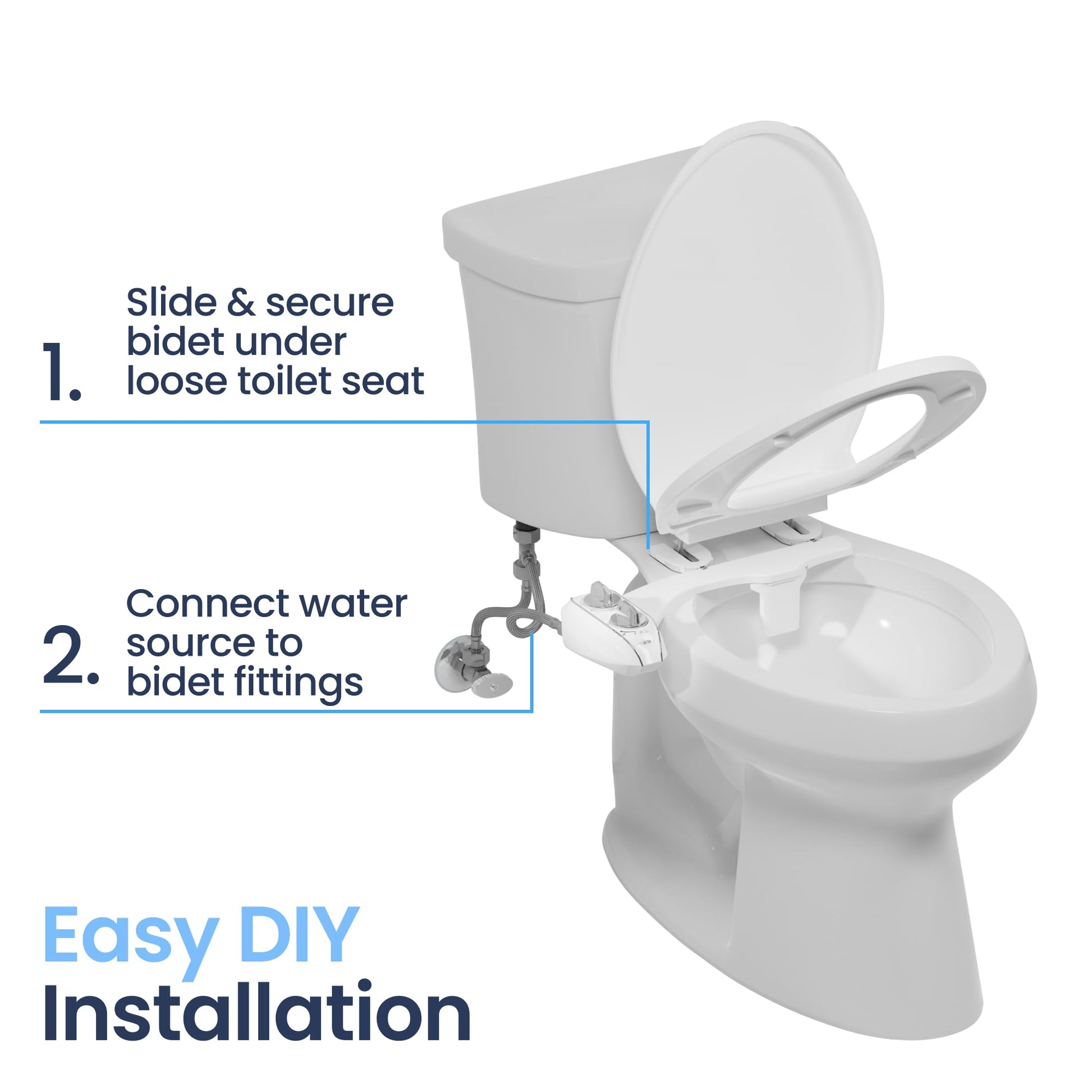 LUXE Bidet NEO 185 Plus - Patented Bidet Attachment for Toilet Seat, Innovative Hinges to Clean, Slide-in Easy Install, Advanced 360° Self-Clean, Dual Nozzles, Feminine & Rear Wash (Chrome)