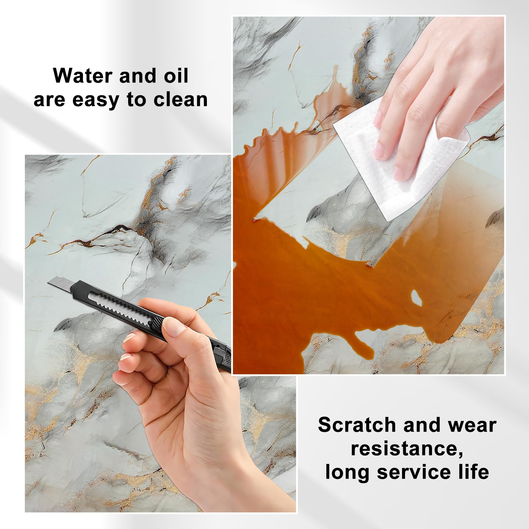 DUAXETONGXIA Marble Peel and Stick Waterproof Wall Panels (10, DU105)