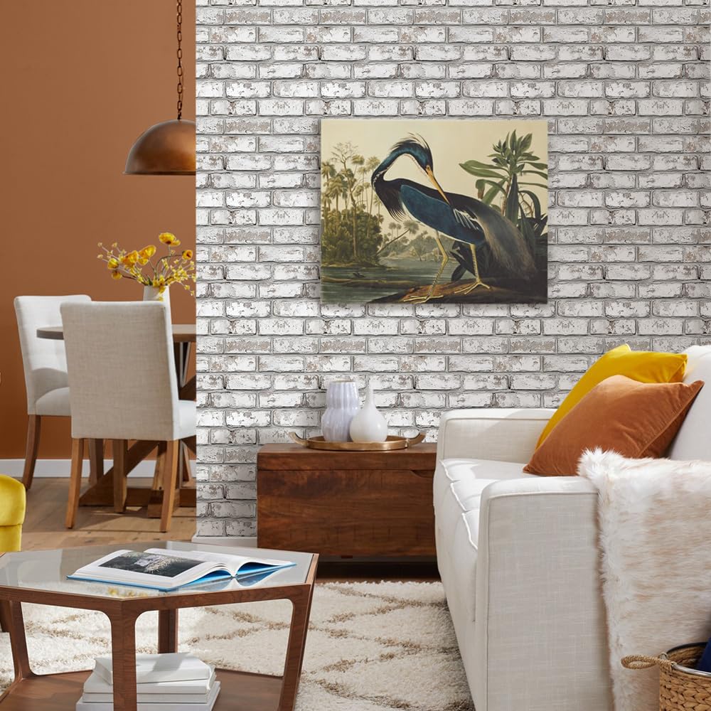 Commomy 10 Pcs 3D Faux Brick Wall Panels -11.8"X11.8" Small Size PVC Peel and Stick Tiles Brick Backsplash DIY Self-Adhesive Wall Tile for Bedroom, Living Room, Kitchen, Fireplace, RV