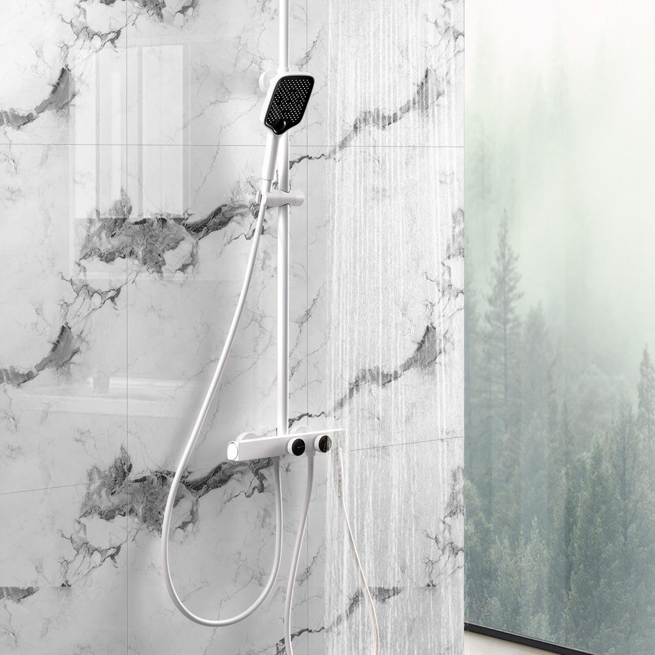 10pcs Marble Peel and Stick Waterproof Wall Panels,Heat-Resistant Backsplash Tile, 23.6"x11.8" PVC Foam Wall Sticker for Kitchen,Living Rooms,Bedrooms TV Walls,Grey White (Not Real Tile 19.4 Sq. Ft.)