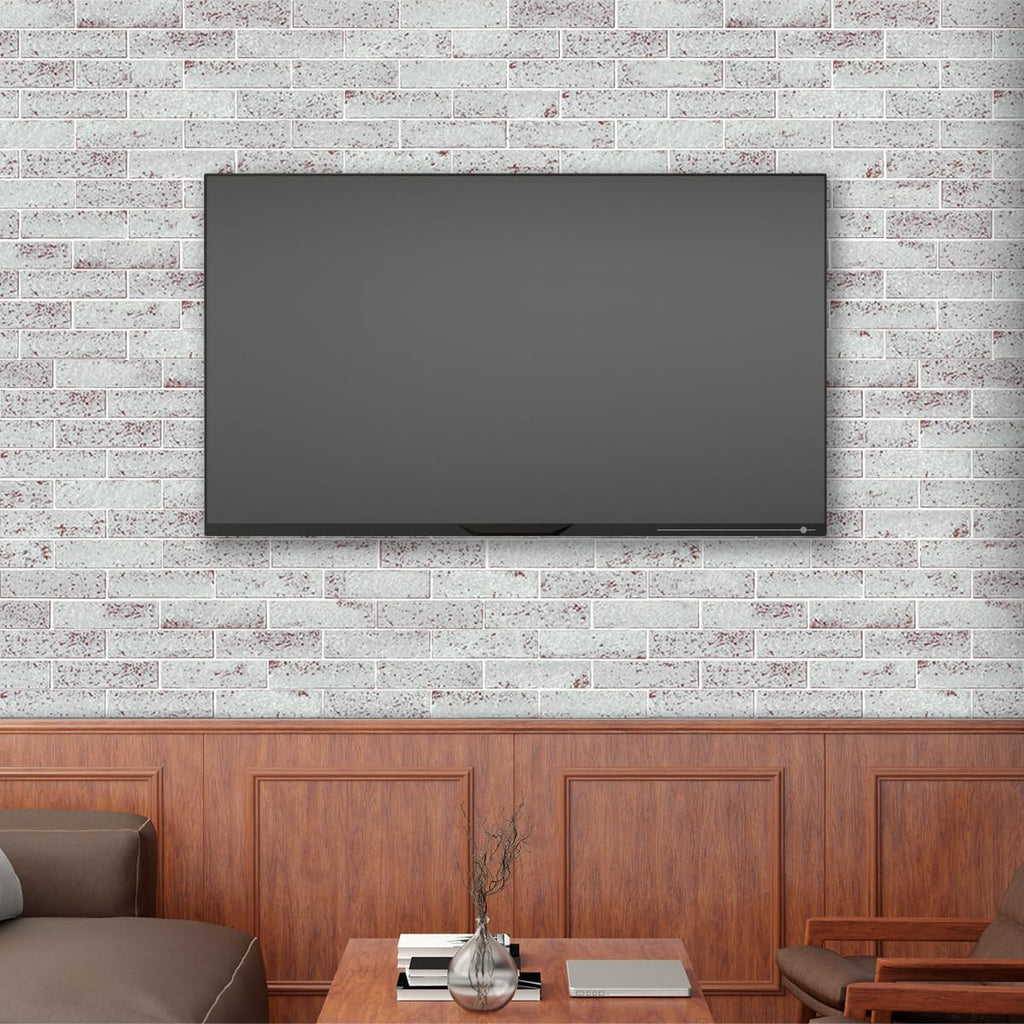 TORURAL 100 Whitewash Red Faux Brick Wall Tiles, 3D Thin Brick Veneers for Bedroom, Bathroom, Kitchen, Fireplace and Fence Wall Panels (14.2 sq ft)