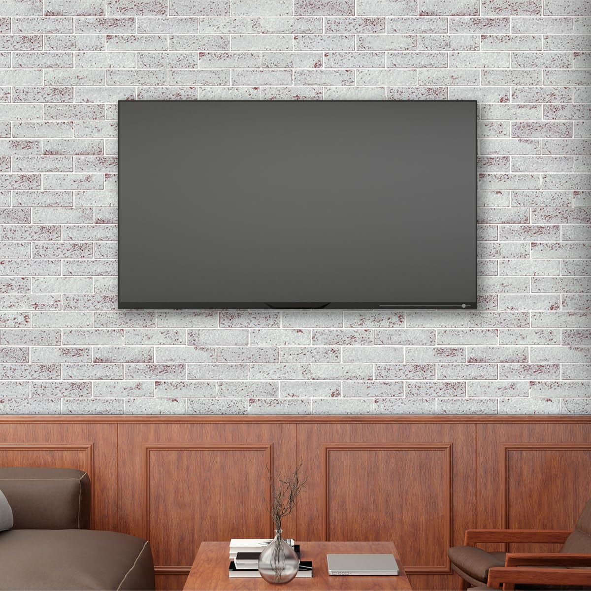 TORURAL 100 Whitewash Red Faux Brick Wall Tiles, 3D Thin Brick Veneers for Bedroom, Bathroom, Kitchen, Fireplace and Fence Wall Panels (14.2 sq ft)