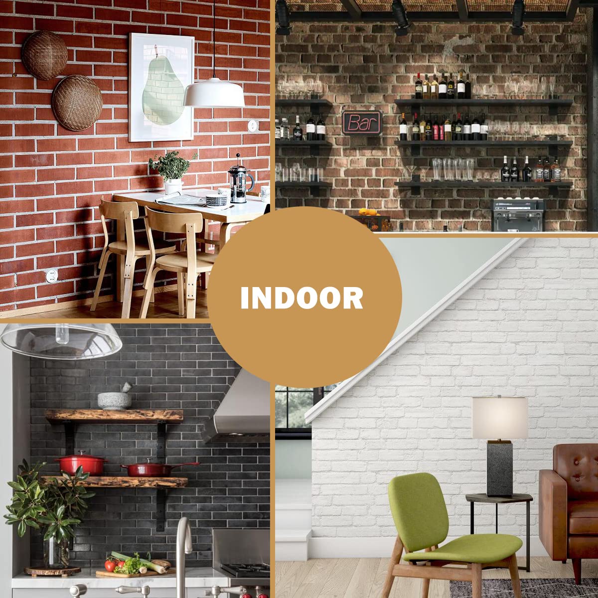 TORURAL 100 Vintage Brown/Red Faux Brick Wall Tiles, 3D Thin Brick Veneers for Bedroom, Bathroom, Kitchen, Fireplace and Fence Wall Panels (14.2 sq ft)