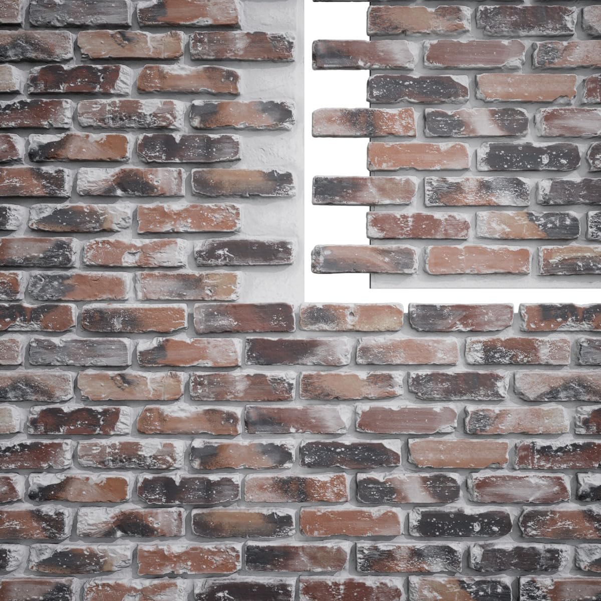 EverStone Aged Brick Faux Brick Panel, 46 7/8"W x 27"H x 1 1/4"D, Farmhouse Color