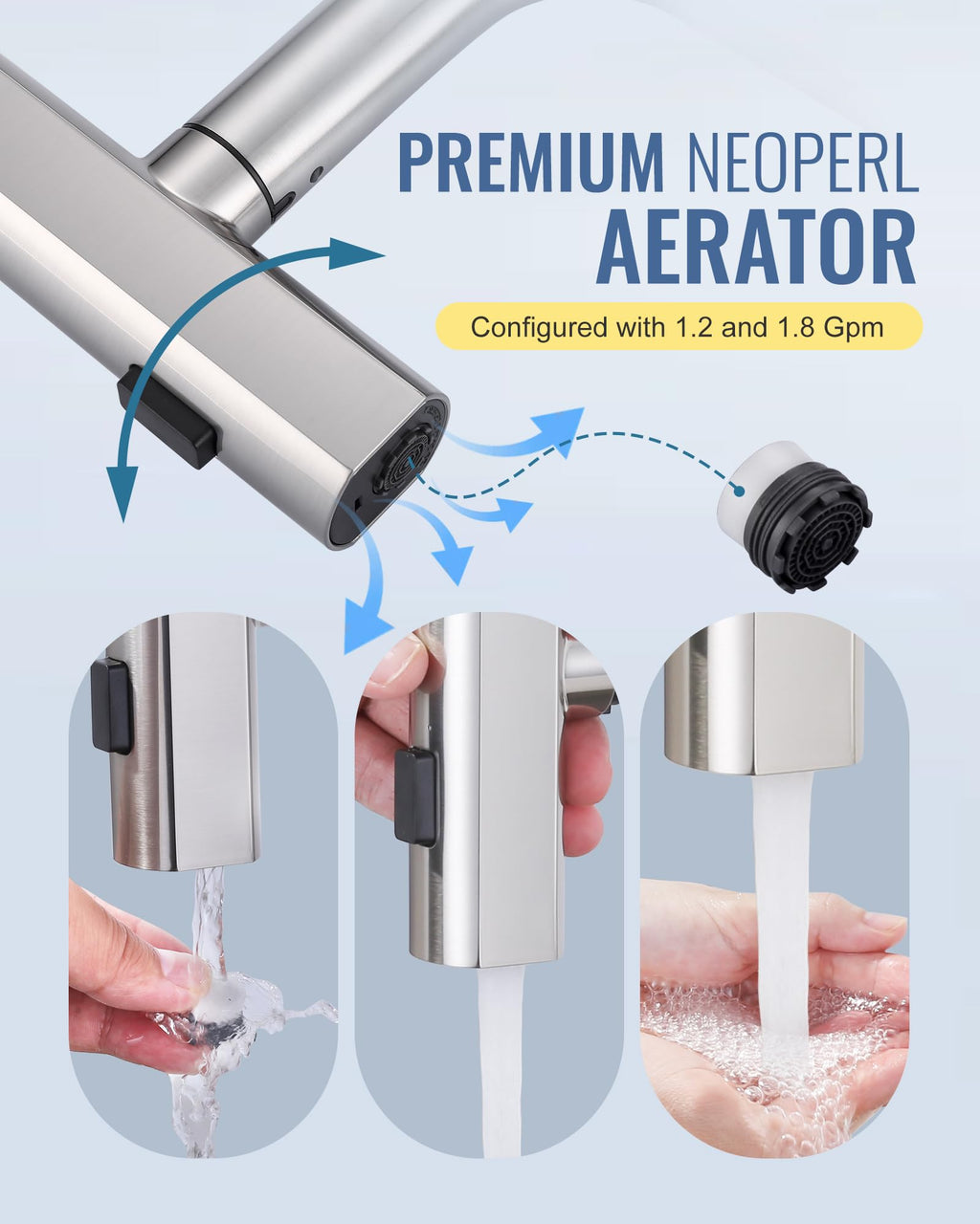 ALEASHA Bar Sink Faucet Single Hole, 3 Water Modes Wet Bar Faucets with Pull Out Sprayer, Prep Sink Faucet 360 Swivel for Small Kitchen Bathroom Faucets with cUPC Supply Lines, Brushed Nickel