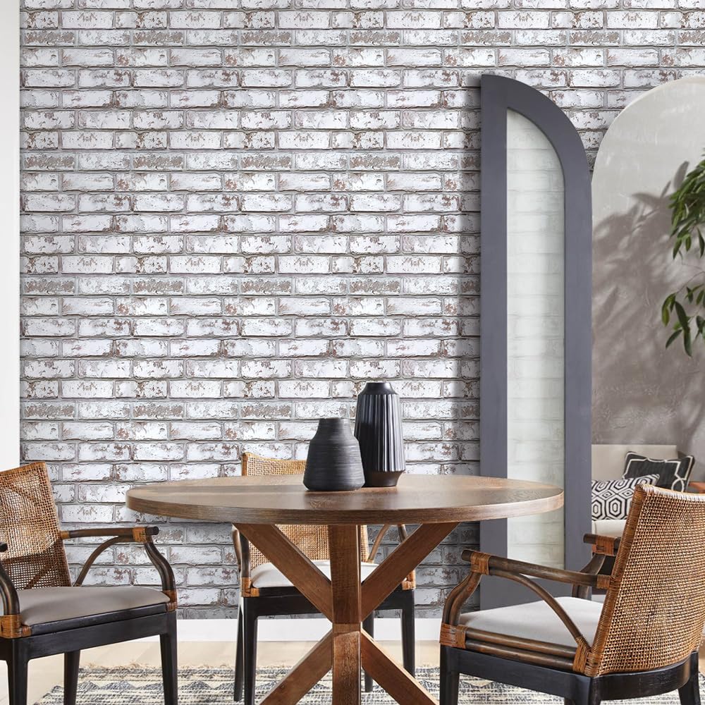 Commomy 10 Pcs 3D Faux Brick Wall Panels -11.8"X11.8" Small Size PVC Peel and Stick Tiles Brick Backsplash DIY Self-Adhesive Wall Tile for Bedroom, Living Room, Kitchen, Fireplace, RV