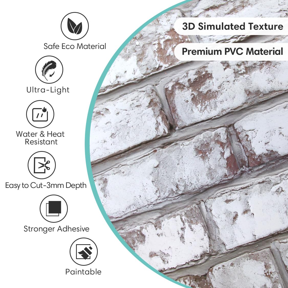 Commomy 10 Pcs 3D Faux Brick Wall Panels -11.8"X11.8" Small Size PVC Peel and Stick Tiles Brick Backsplash DIY Self-Adhesive Wall Tile for Bedroom, Living Room, Kitchen, Fireplace, RV