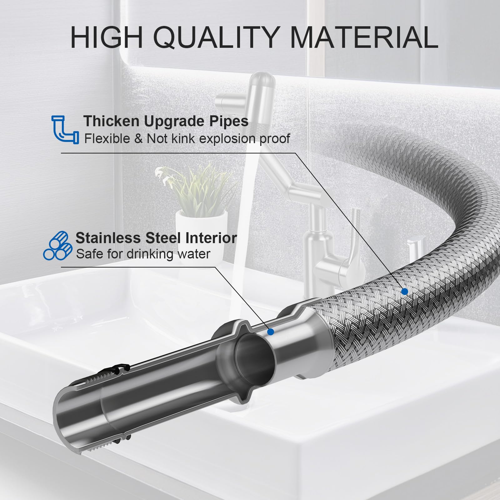 Hawkrown 1080° Rotatable Bathroom Faucet, 1 Hole Single Handle with 4 Water Outlet Modes, Brushed Gray Swivel Arm Faucet for Bathroom Kitchen and RV