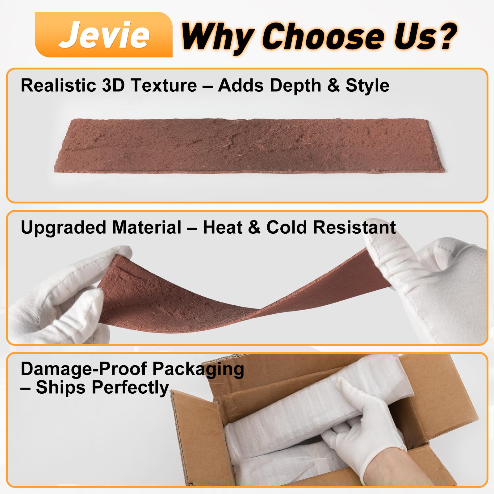 Thin Brick Veneer, 8.5" x 2.3“ Faux Brick, Wall Tile for Bedroom, Bathroom, Kitchen,Interior and Exterior Wall, Supplied by Jevie (100pcs, RED)
