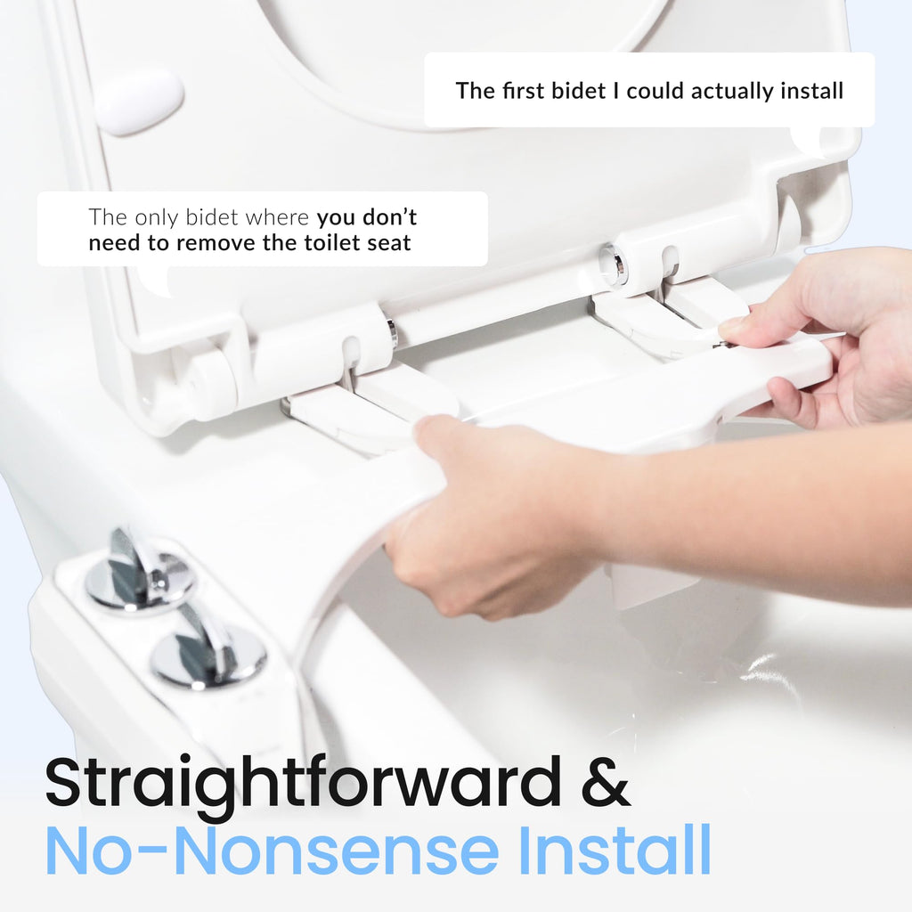 LUXE Bidet NEO 185 Plus - Patented Bidet Attachment for Toilet Seat, Innovative Hinges to Clean, Slide-in Easy Install, Advanced 360° Self-Clean, Dual Nozzles, Feminine & Rear Wash (Chrome)