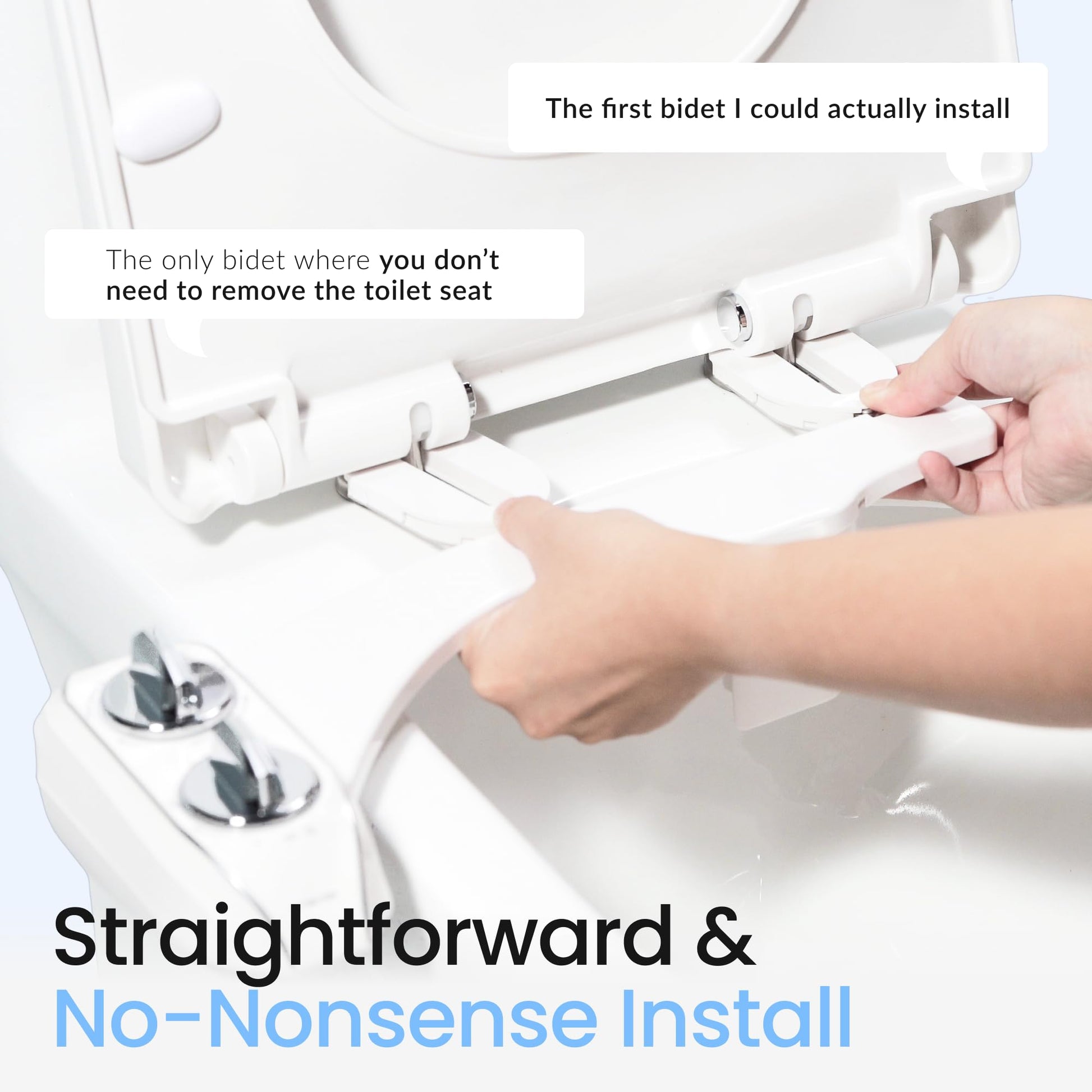 LUXE Bidet NEO 185 Plus - Patented Bidet Attachment for Toilet Seat, Innovative Hinges to Clean, Slide-in Easy Install, Advanced 360° Self-Clean, Dual Nozzles, Feminine & Rear Wash (Chrome)