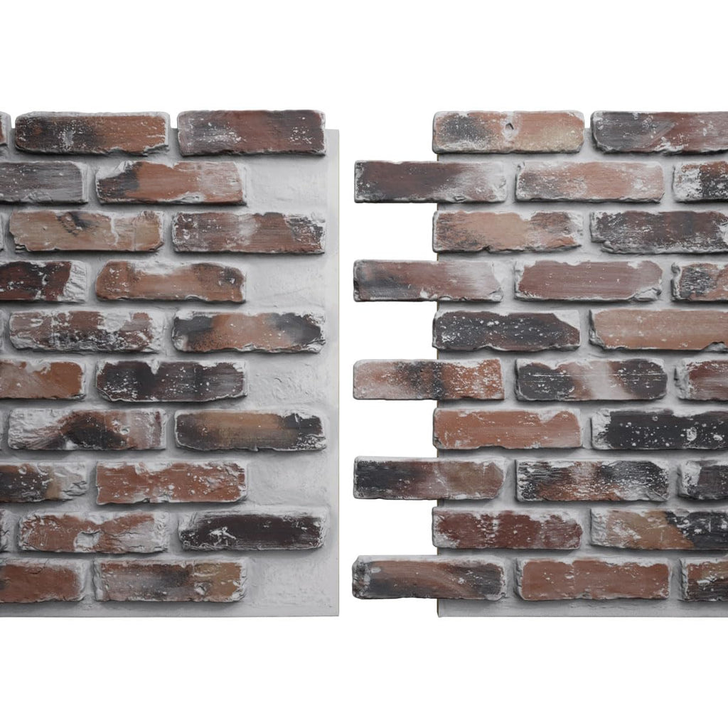 EverStone Aged Brick Faux Brick Panel, 46 7/8"W x 27"H x 1 1/4"D, Farmhouse Color
