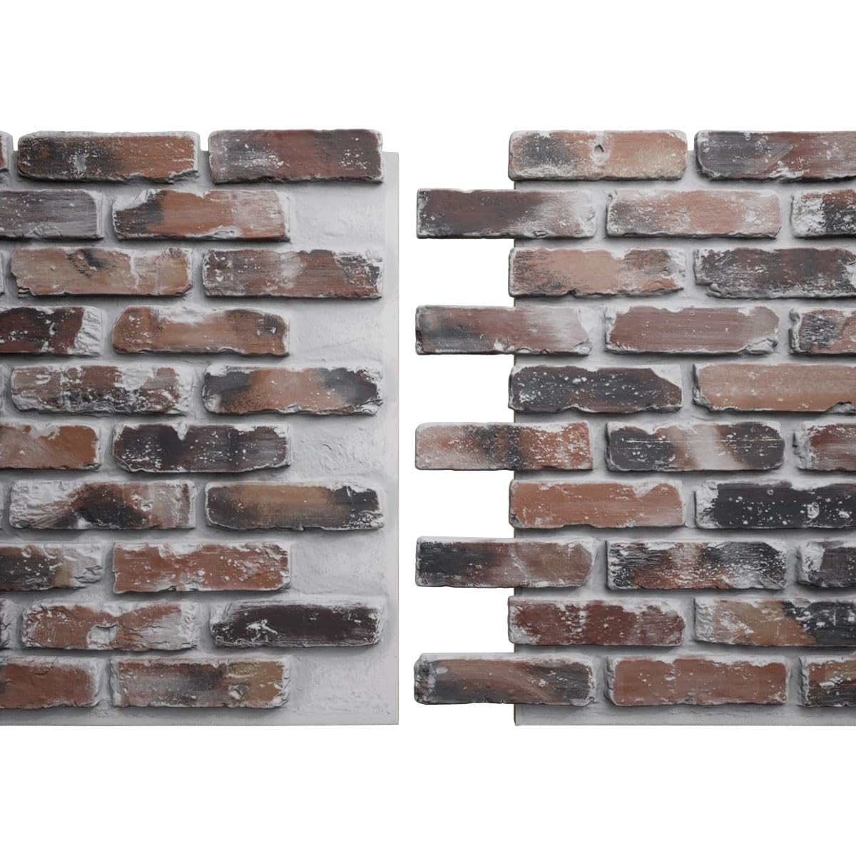 EverStone Aged Brick Faux Brick Panel, 46 7/8"W x 27"H x 1 1/4"D, Farmhouse Color