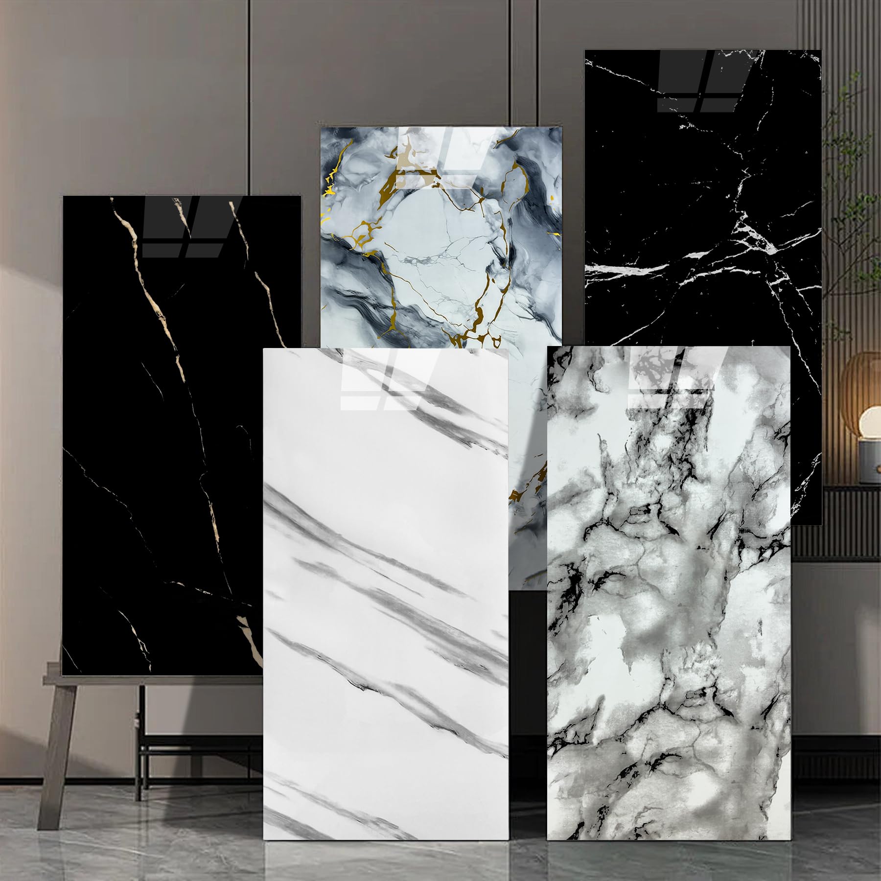 Wall Panels Peel and Stick，PVC imitation artificial marble tiles sticker，10 pcs 23.6" L x 11.8" W，Heat-Resistant Backsplash Tile，Ideal for Kitchen Bathrooms Living Rooms Bedrooms. (10, DU037)