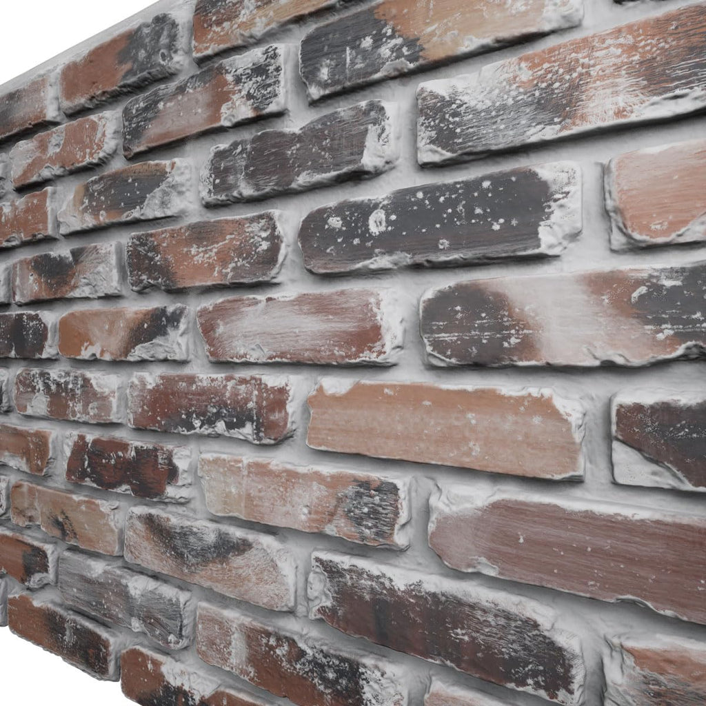 EverStone Aged Brick Faux Brick Panel, 46 7/8"W x 27"H x 1 1/4"D, Farmhouse Color