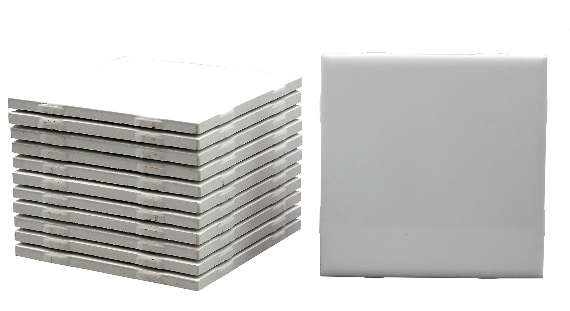 Creative Hobbies 12 Pack of Glossy White Glazed Ceramic Tiles for Alcohol Ink Painting, Decorating, Arts & Crafts, 4.25 x 4.25 Inch Square, Ready-to-Paint Ceramics