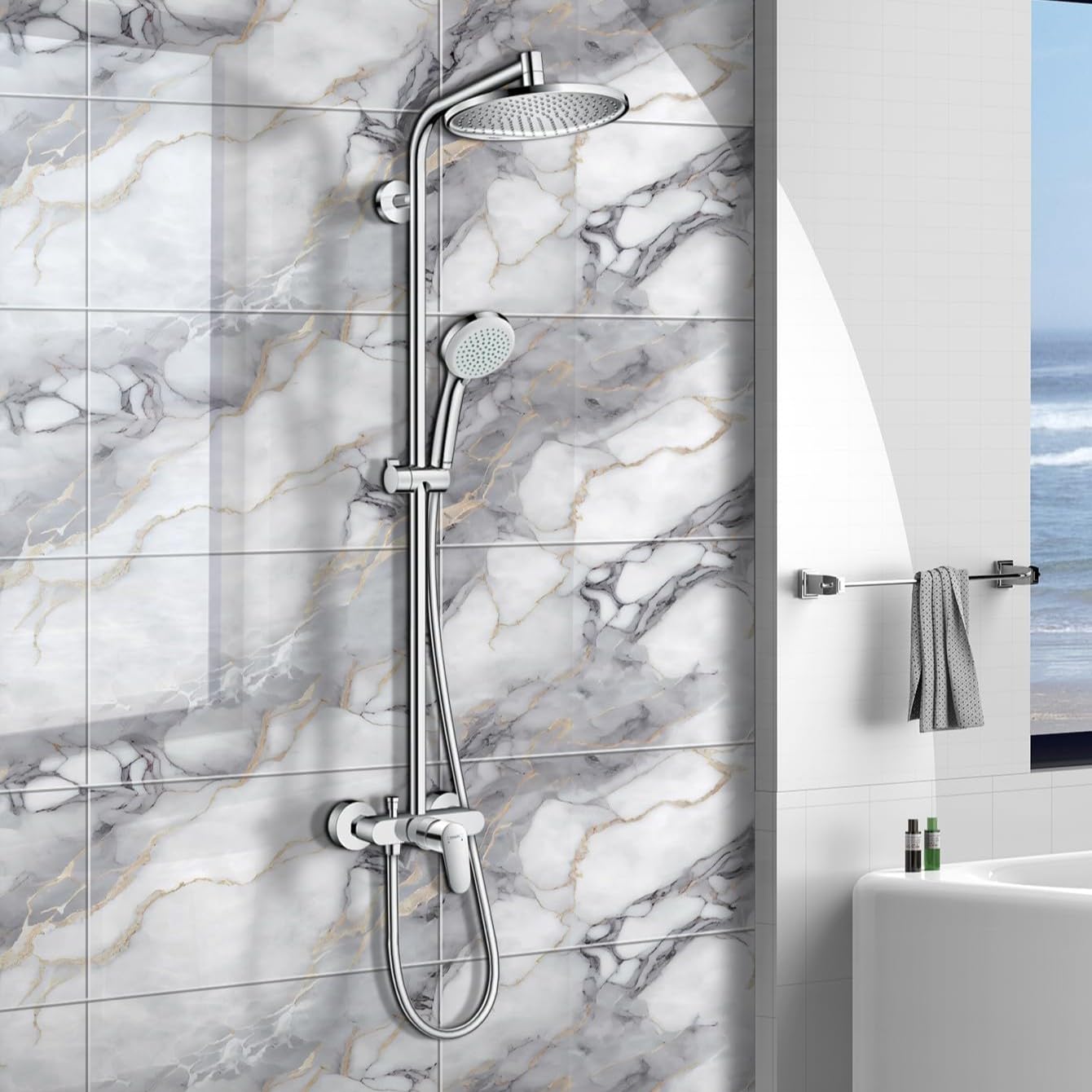 10pcs Marble Peel and Stick Waterproof Wall Panels,Heat-Resistant Backsplash Tile, 23.6"x11.8" PVC Foam Wall Sticker for Kitchen,Living Rooms, Bedrooms TV Walls,Colorful (Not Real Tile 19.4Sq. Ft.)