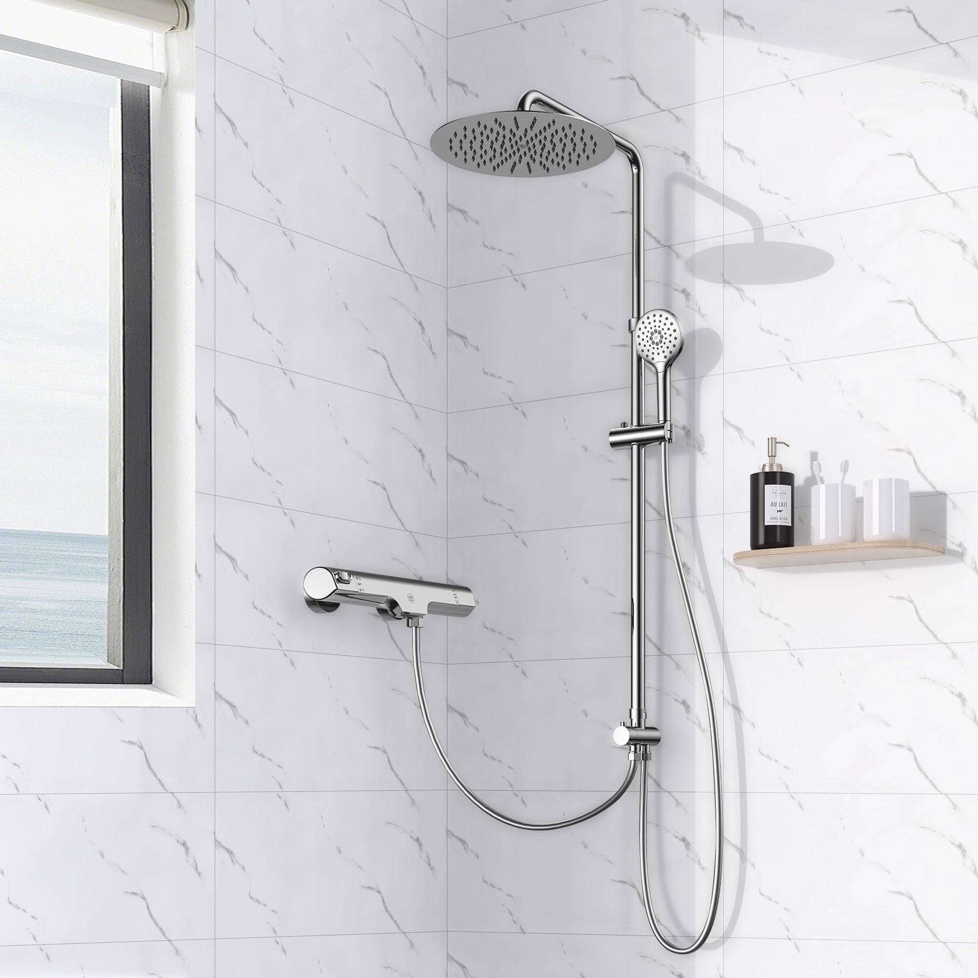 WADILE 23.6"x11.8" Waterproof Marble Peel and Stick Wall Panels Marble Tile PVC Backsplash Tiles for Kitchen, Bathroom, Living Room, Bedroom 10 Pack White
