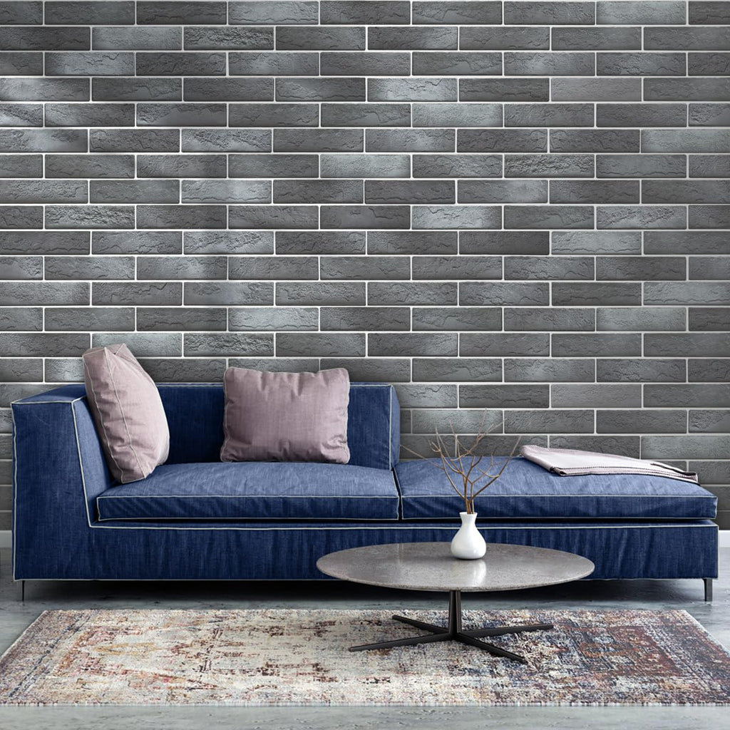 TORURAL 100 Whitewash Grey Faux Brick Wall Tiles, 3D Thin Brick Veneers for Bedroom, Bathroom, Kitchen, Fireplace and Fence Wall Panels (14.2 sq ft)