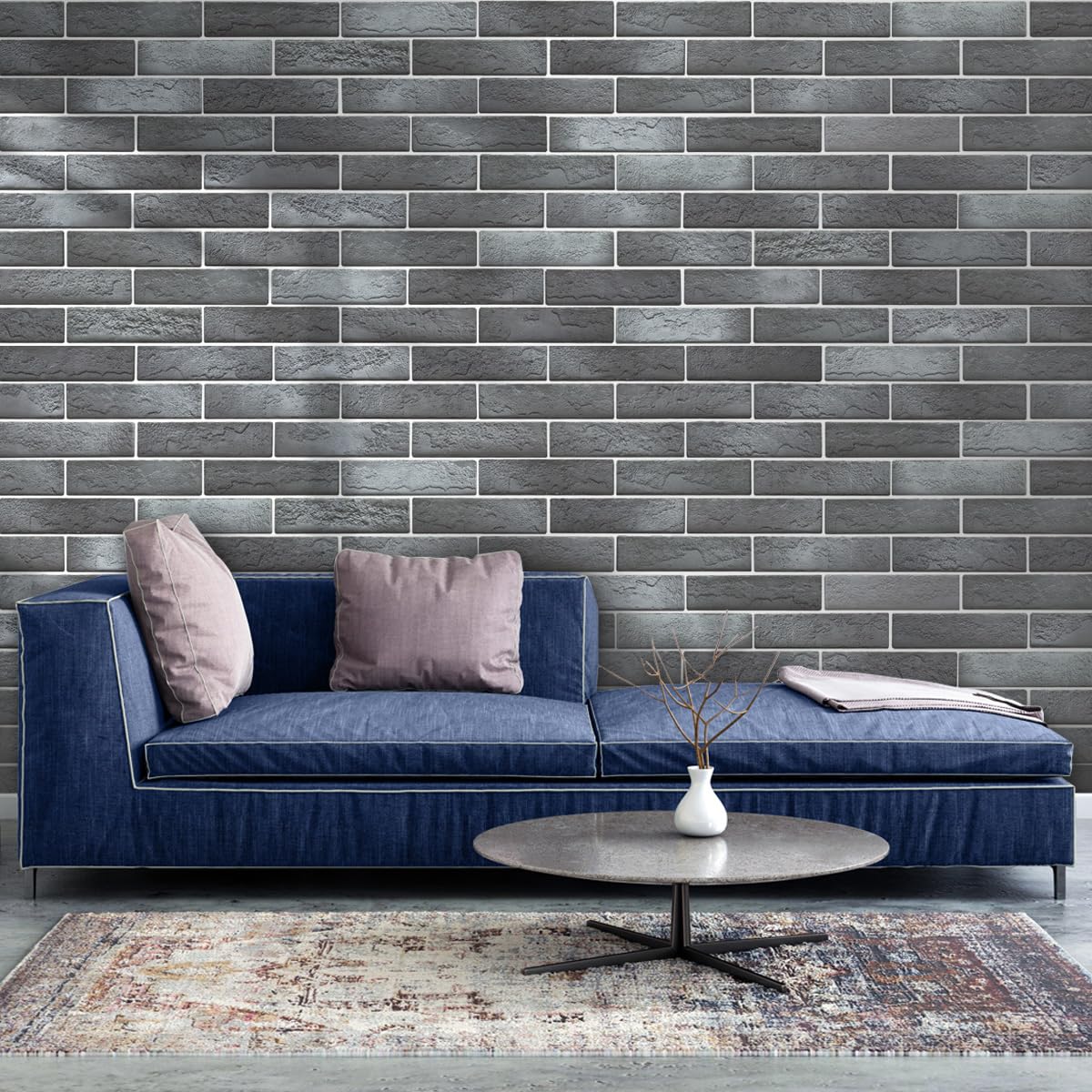 TORURAL 100 Whitewash Grey Faux Brick Wall Tiles, 3D Thin Brick Veneers for Bedroom, Bathroom, Kitchen, Fireplace and Fence Wall Panels (14.2 sq ft)
