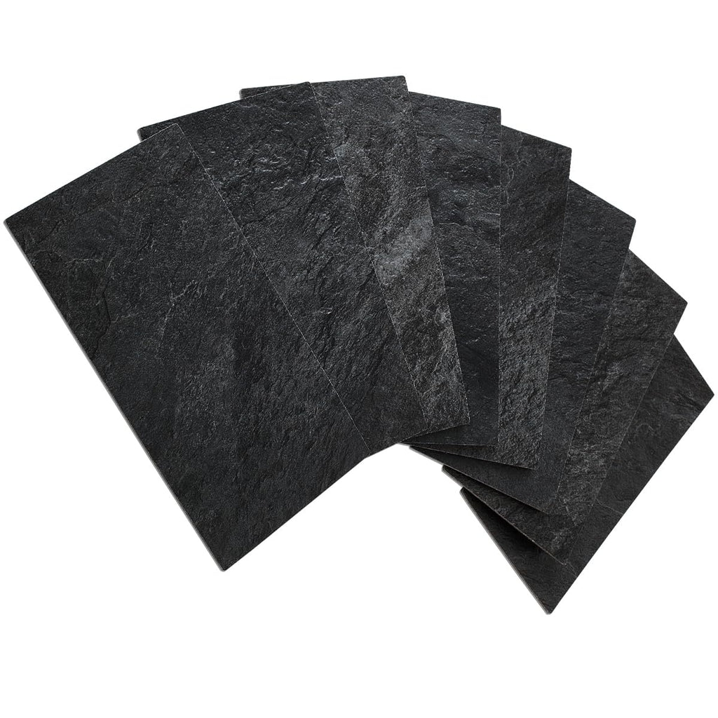AULIGET 100 Piece Black Slate Peel and Stick Backsplash Wall Tiles, 3" x 6" PVC Faux Stone Stick on Tiles for Backsplash Kitchen, Bathroom, Laundry Room, Camper, Fireplace