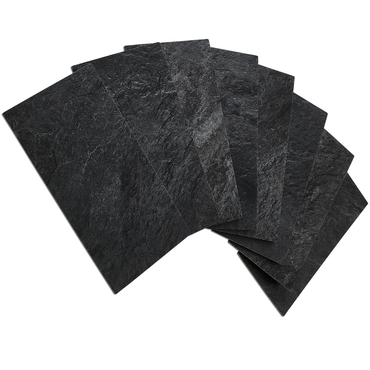 AULIGET 100 Piece Black Slate Peel and Stick Backsplash Wall Tiles, 3" x 6" PVC Faux Stone Stick on Tiles for Backsplash Kitchen, Bathroom, Laundry Room, Camper, Fireplace