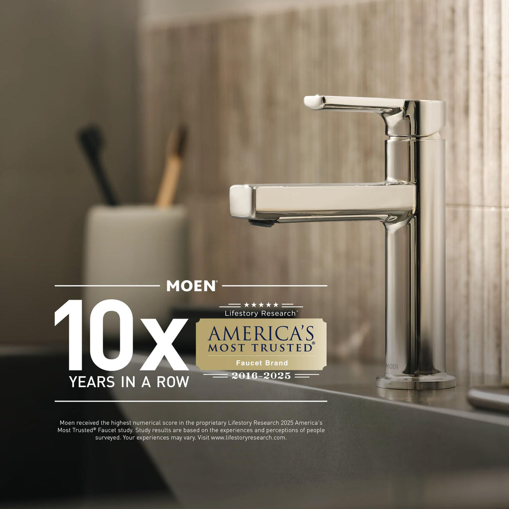 Moen Genta LX Matte Black One-Handle Modern Bathroom Sink Faucet with Optional Deckplate and Low-Arc Spout for Bath Countertop, 6702BL