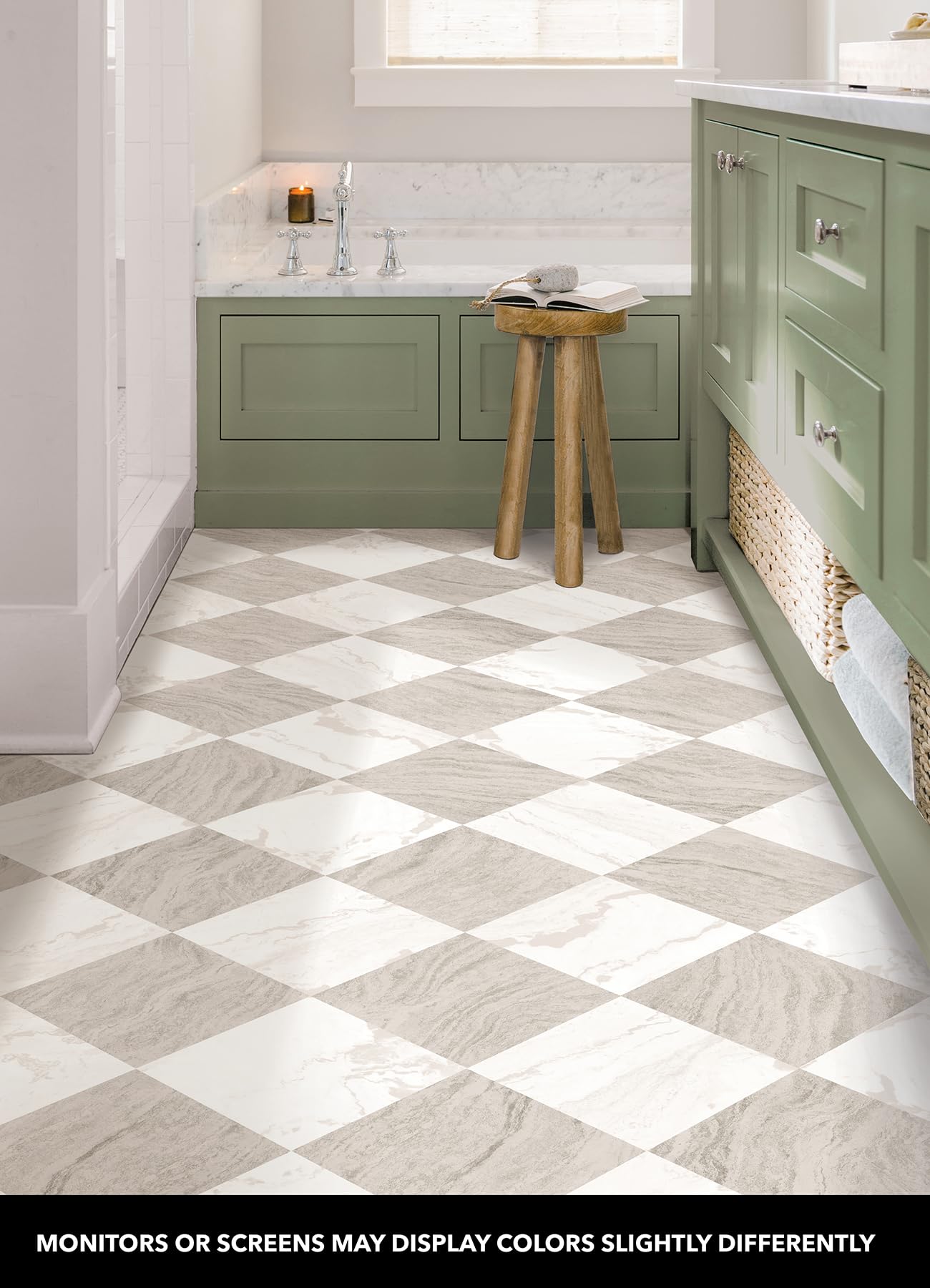 FloorPops x Chris Loves Julia 12-in by 12-in Bonneville Beige Peel and Stick Floor Tiles, FP5061