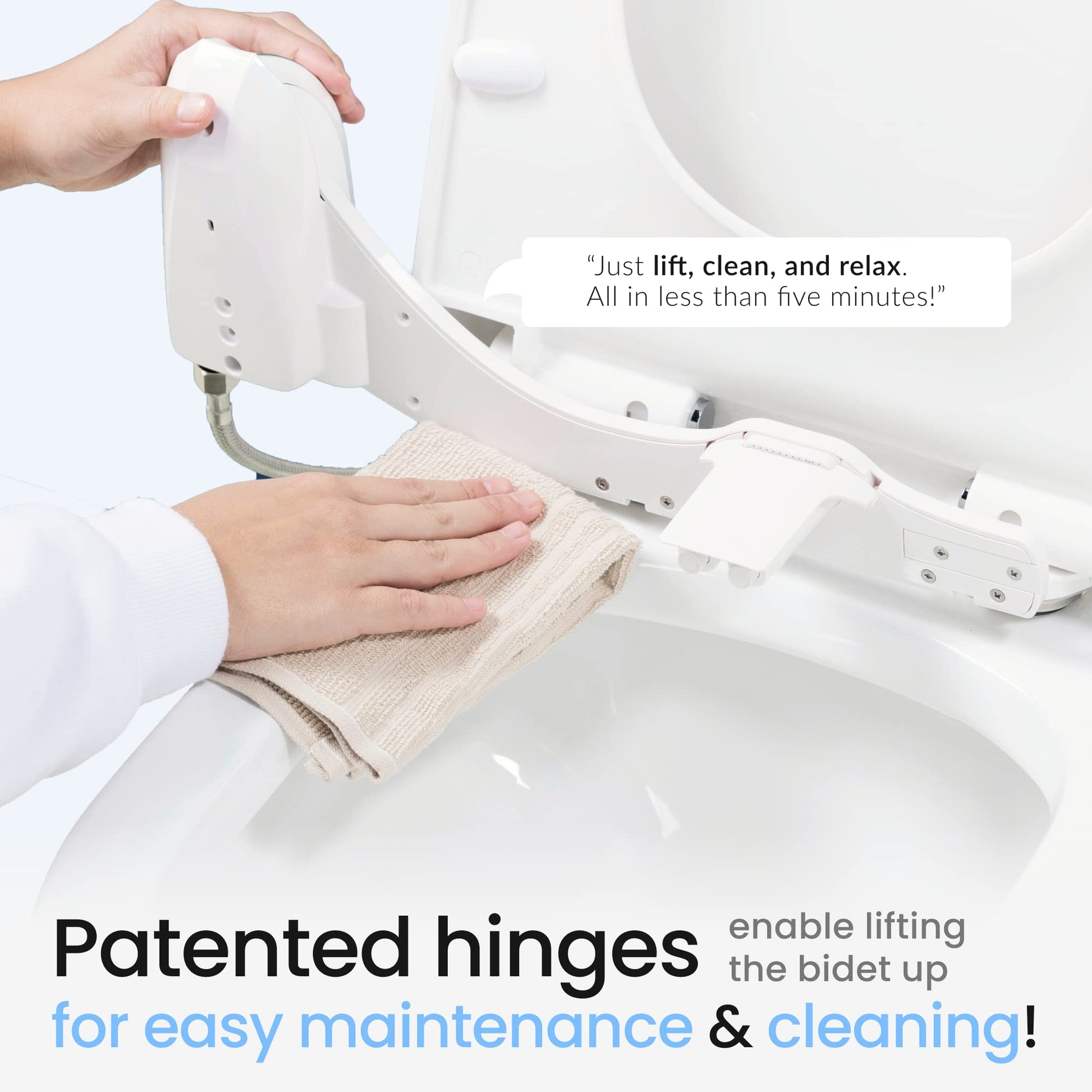 LUXE Bidet NEO 185 Plus - Patented Bidet Attachment for Toilet Seat, Innovative Hinges to Clean, Slide-in Easy Install, Advanced 360° Self-Clean, Dual Nozzles, Feminine & Rear Wash (Chrome)