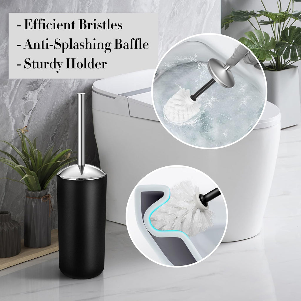 ALPIRIRAL Black Bathroom Accessories Set, 10Pcs Bathroom Accessory Set with Trash Can, Soap Dispenser and Toothbrush Holder, Soap Dish, Cotton Ball & Qtip Holder, Toilet Brush Holder, Tissue Box Cover
