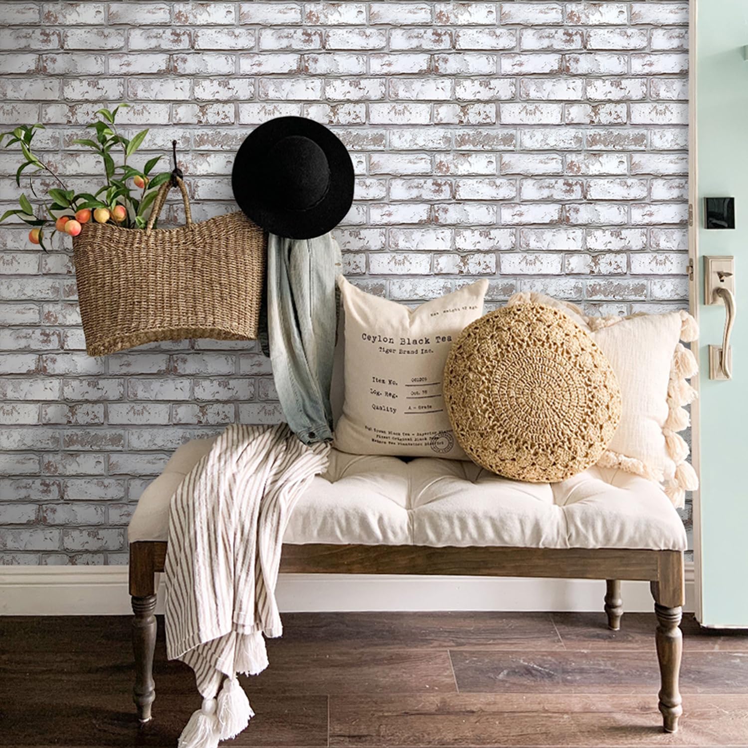 Commomy 10 Pcs 3D Faux Brick Wall Panels -11.8"X11.8" Small Size PVC Peel and Stick Tiles Brick Backsplash DIY Self-Adhesive Wall Tile for Bedroom, Living Room, Kitchen, Fireplace, RV