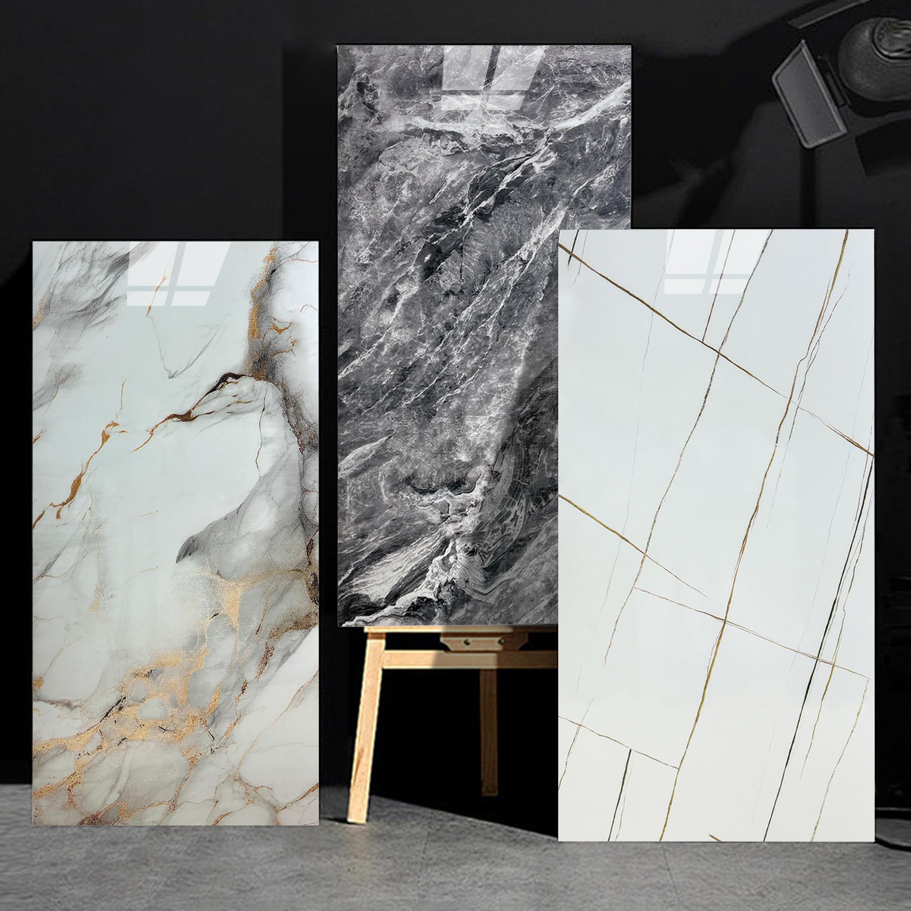 Wall Panels Peel and Stick，PVC imitation artificial marble tiles sticker，10 pcs 23.6" L x 11.8" W，Heat-Resistant Backsplash Tile，Ideal for Kitchen Bathrooms Living Rooms Bedrooms. (10, DU037)